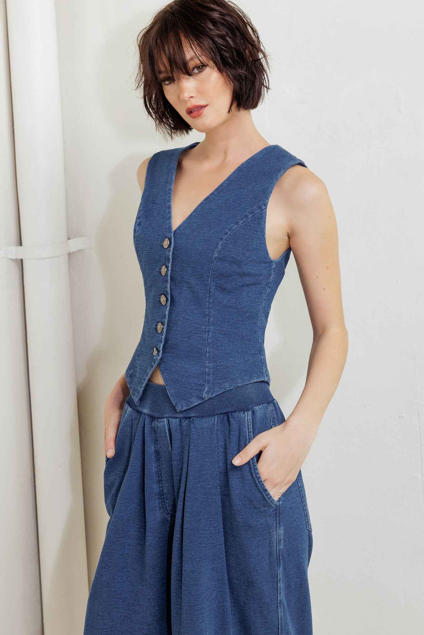 URBAN INDIGO FRENCH TERRY DENIM PANTS