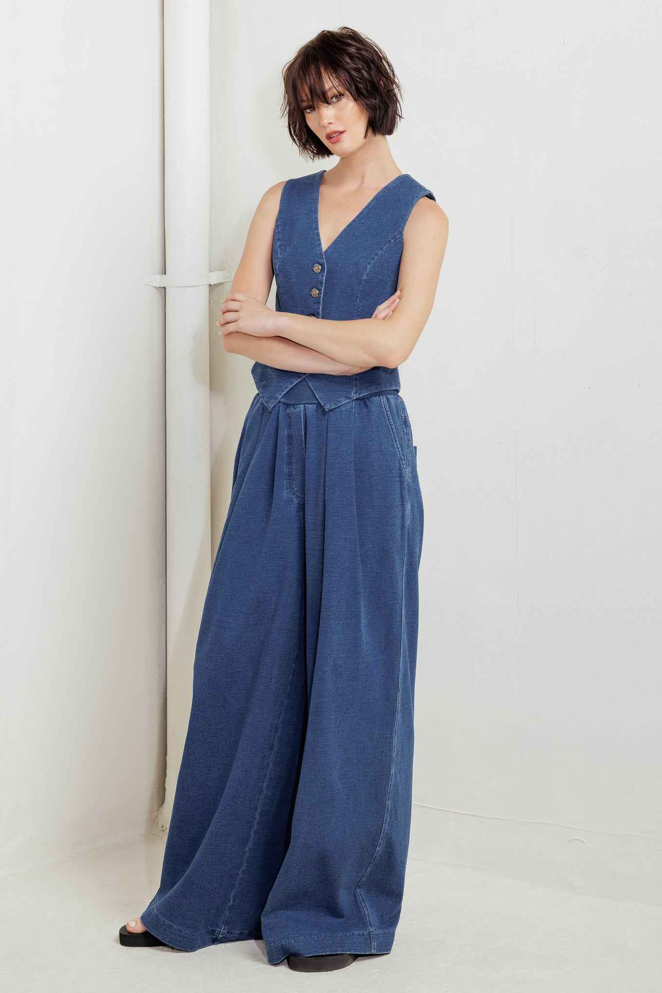 URBAN INDIGO FRENCH TERRY DENIM PANTS