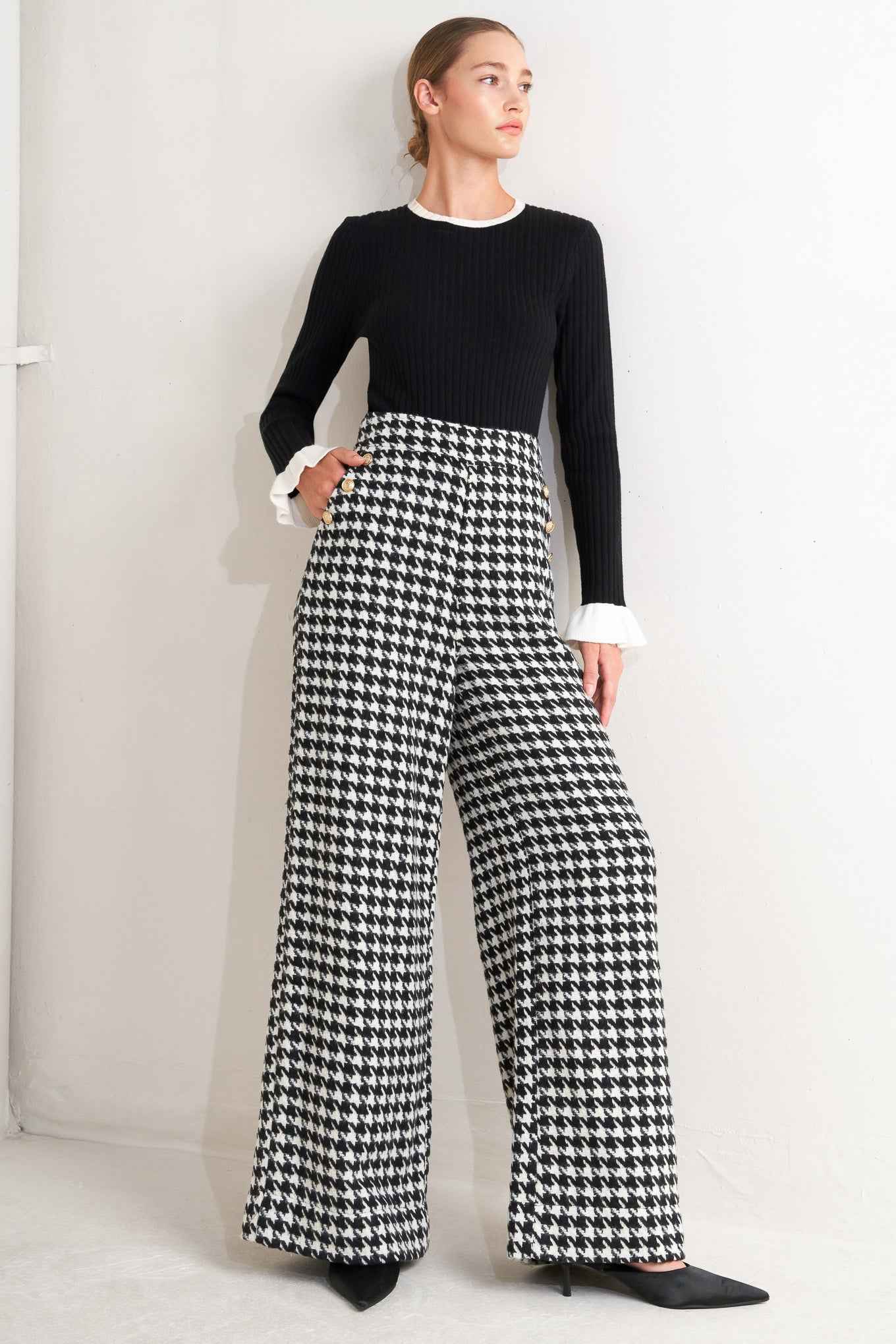 METRO ICON WOVEN HOUNDSTOOTH PANTS