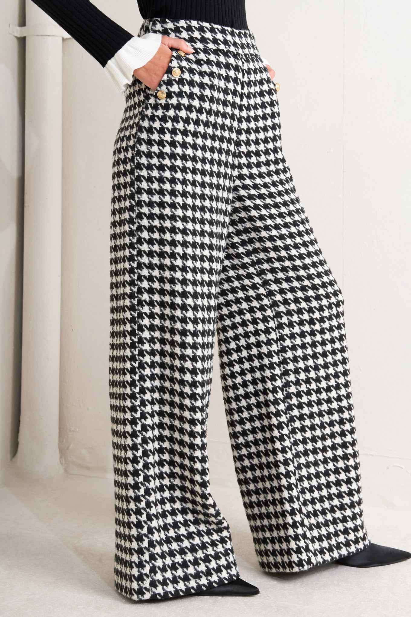 METRO ICON WOVEN HOUNDSTOOTH PANTS