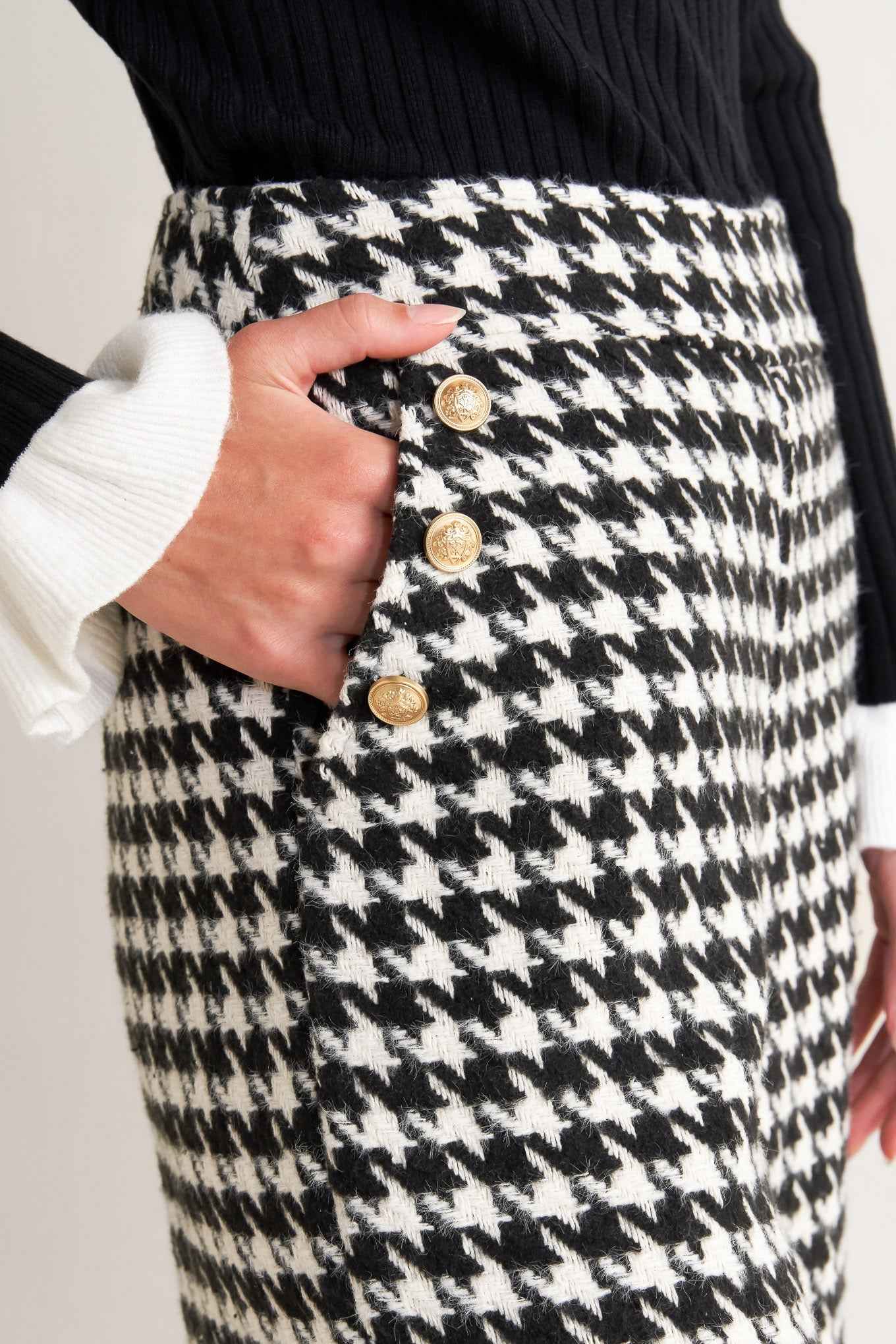 METRO ICON WOVEN HOUNDSTOOTH PANTS