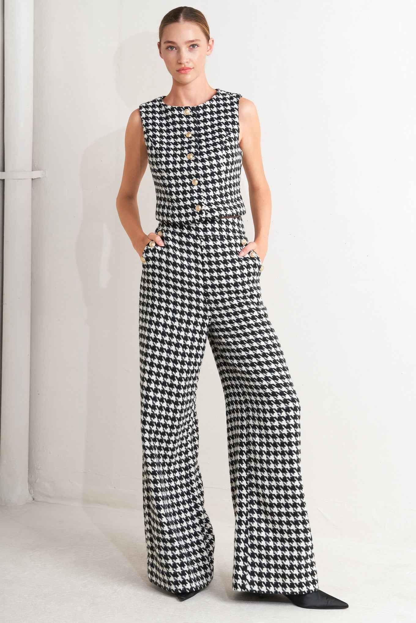 METRO ICON WOVEN HOUNDSTOOTH PANTS
