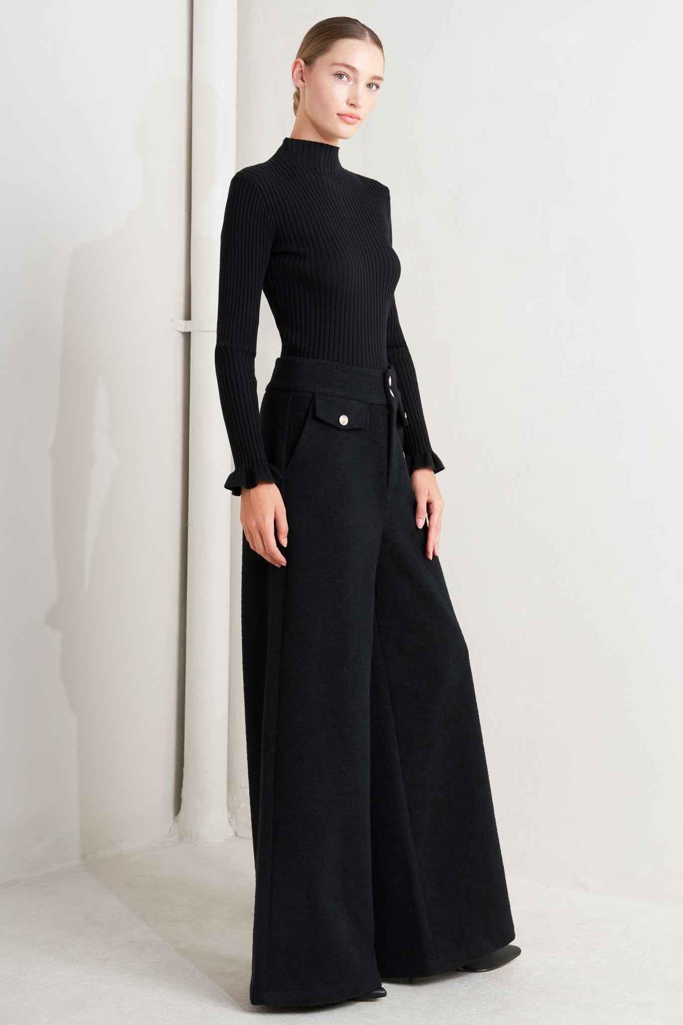 PRESTIGE VOLUME BLACK WOVEN PANTS