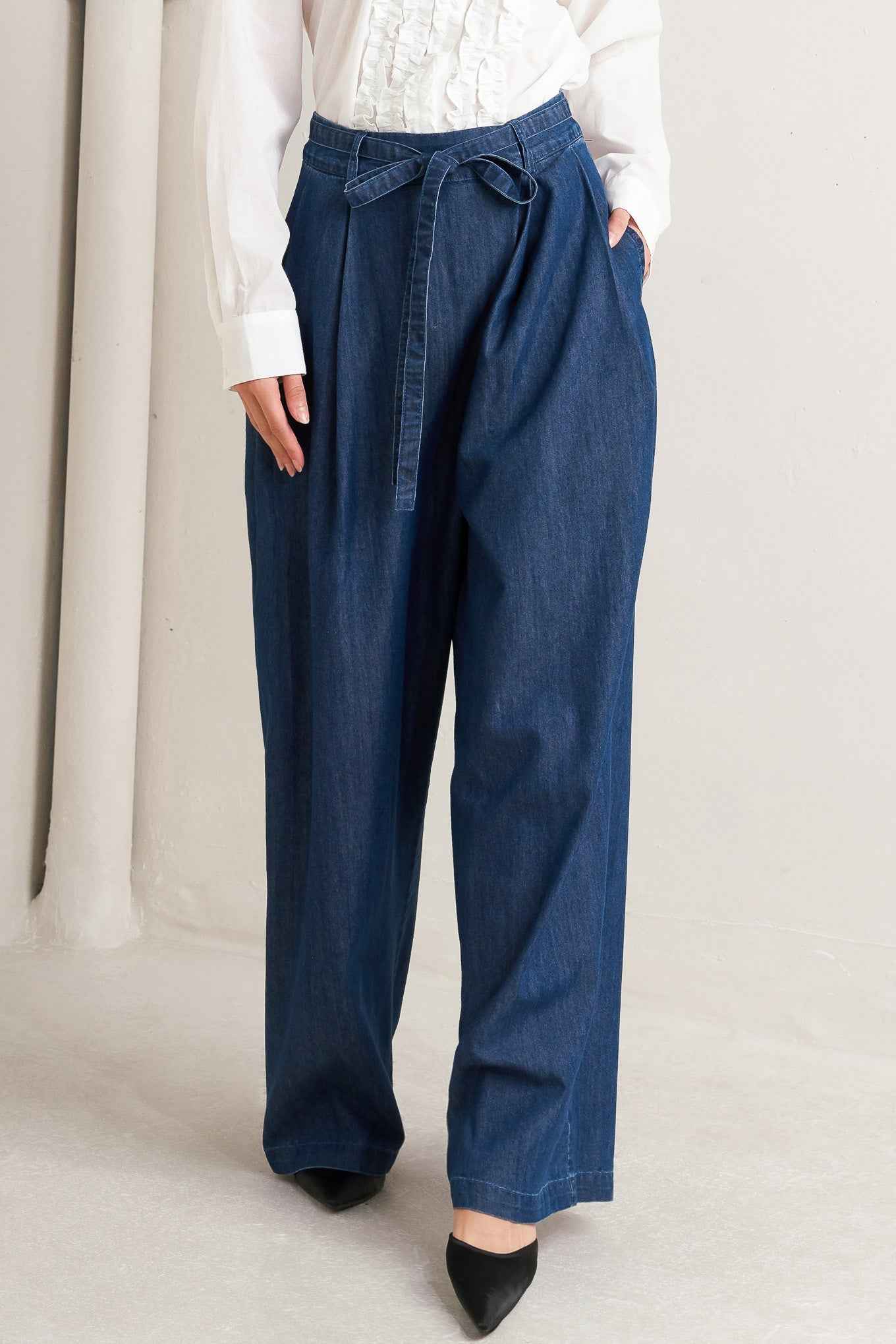 RELAXED TAILORED DENIM LOOSE FITTING PANTS