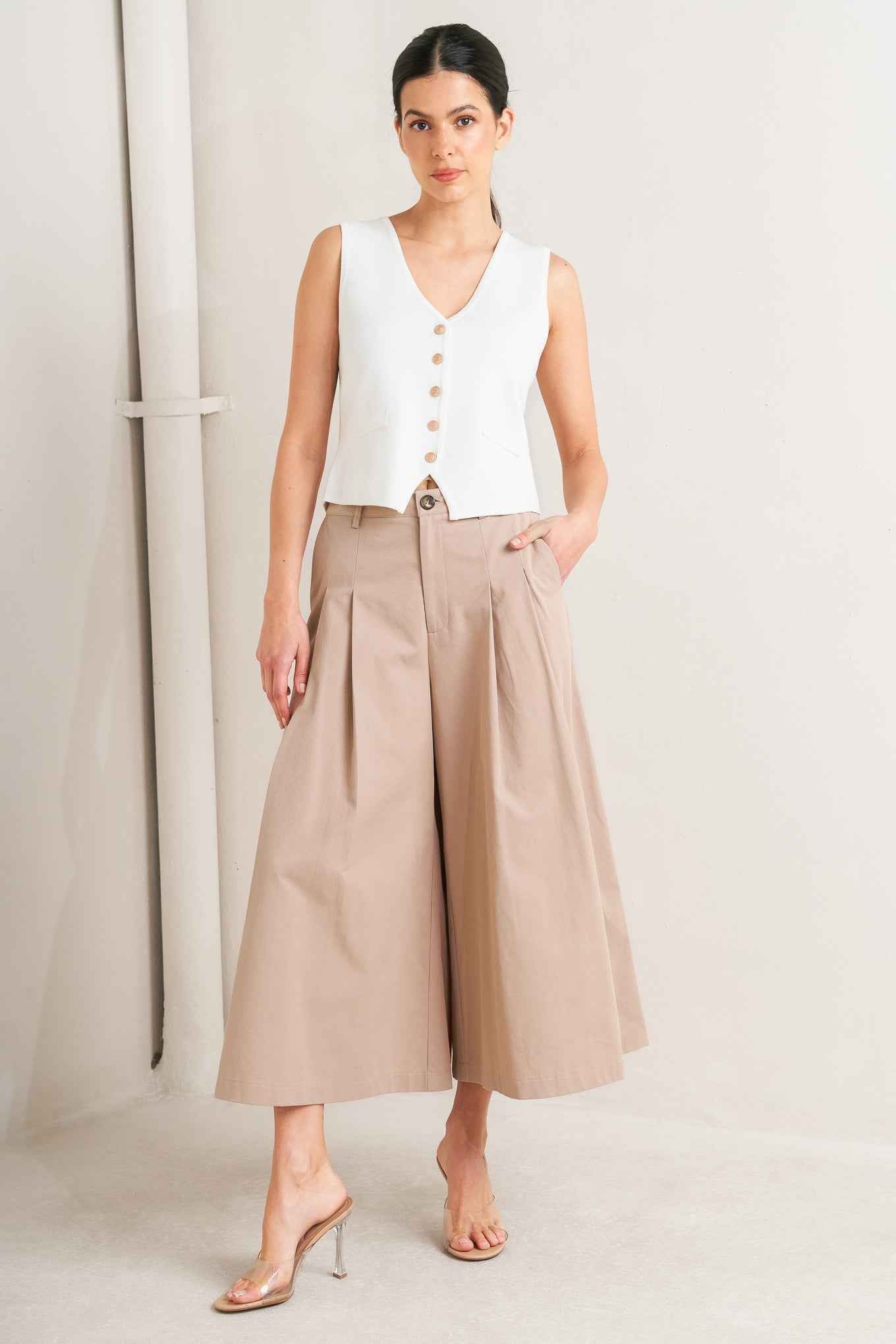 ELEGANT PLEAT WOVEN CULOTTE