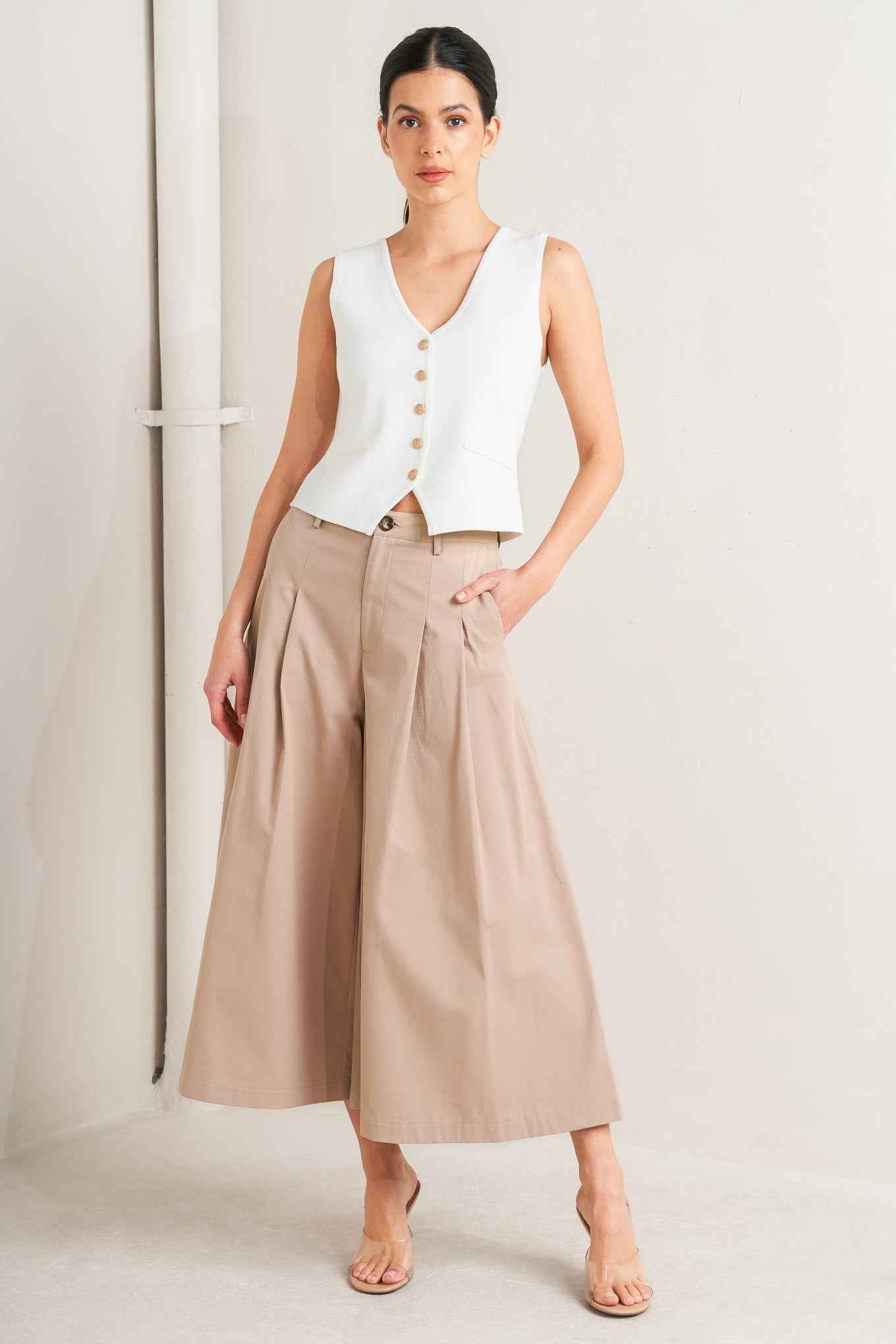 ELEGANT PLEAT WOVEN CULOTTE