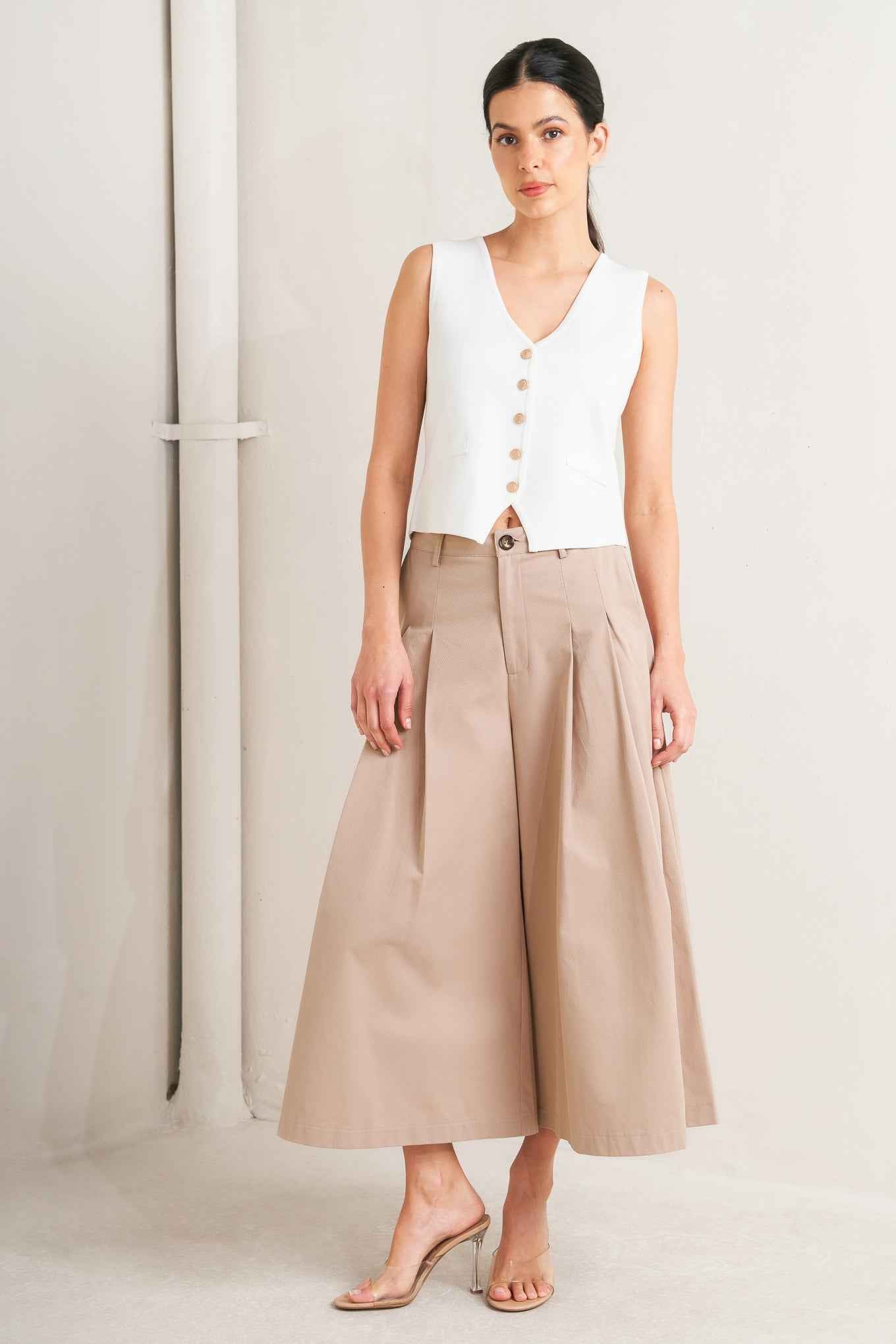 ELEGANT PLEAT WOVEN CULOTTE