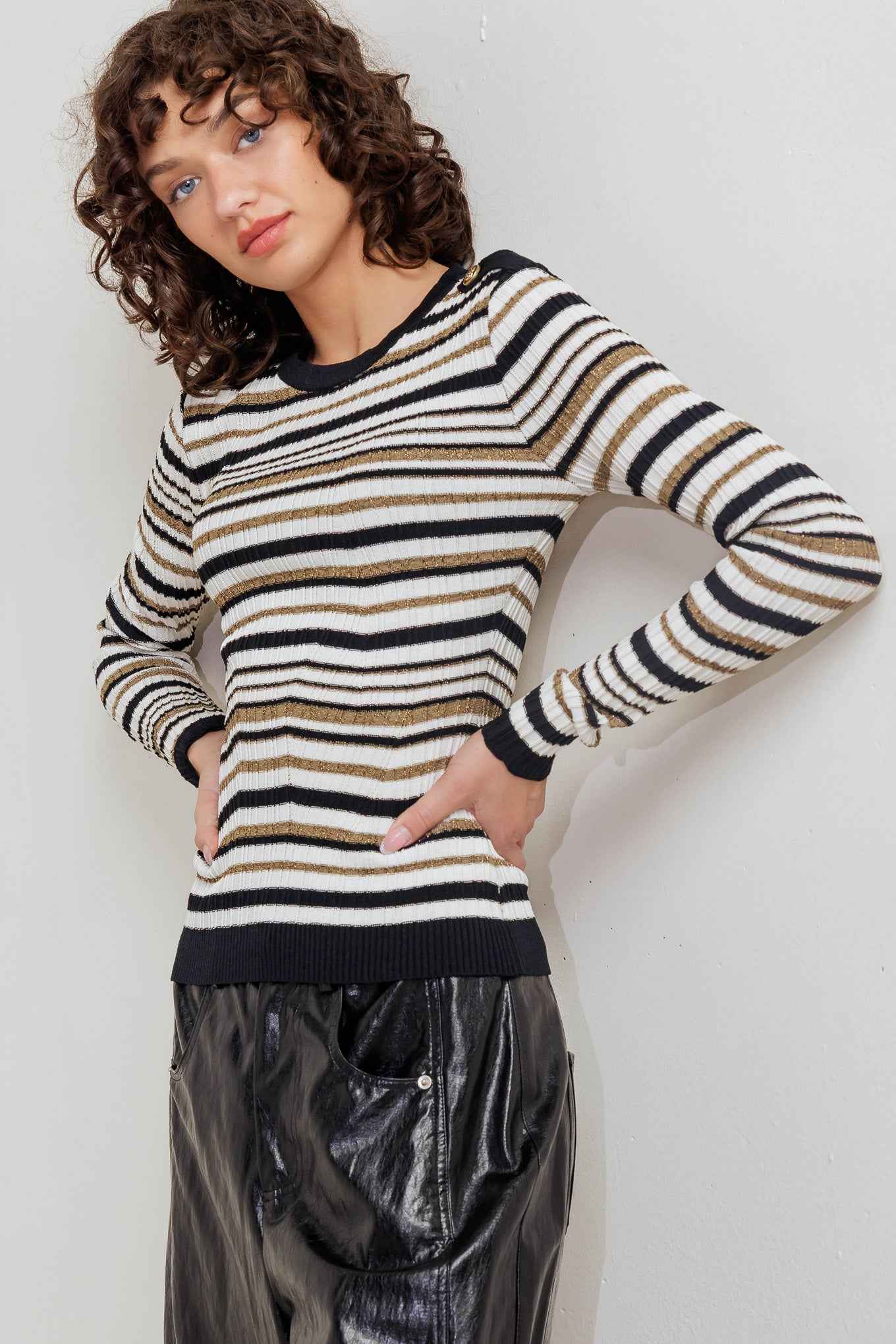 SWEET STRIPE MUSE SWEATER KNIT TOP