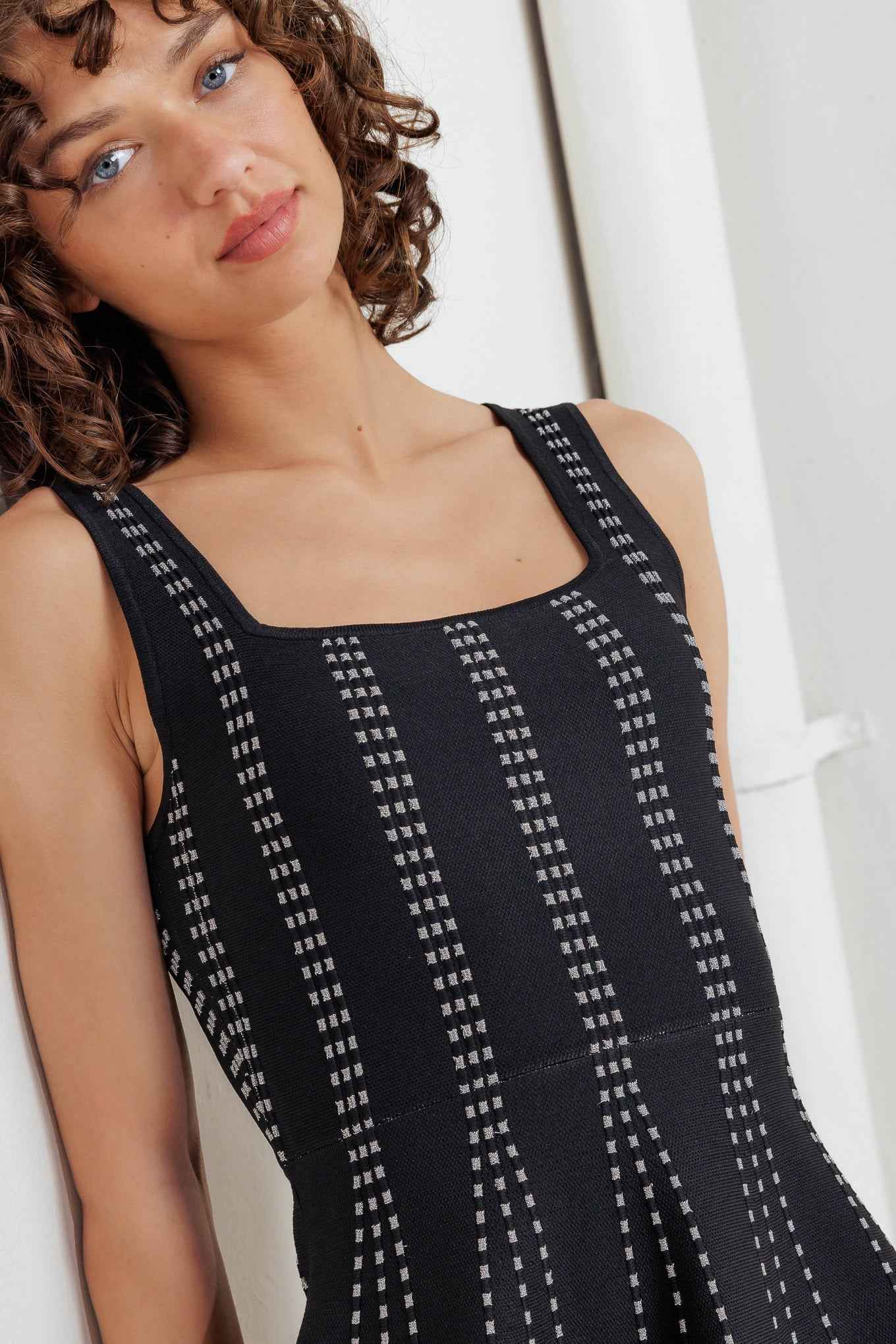 SUGAR STRIPE JACQUARD SWEATER MINI DRESS