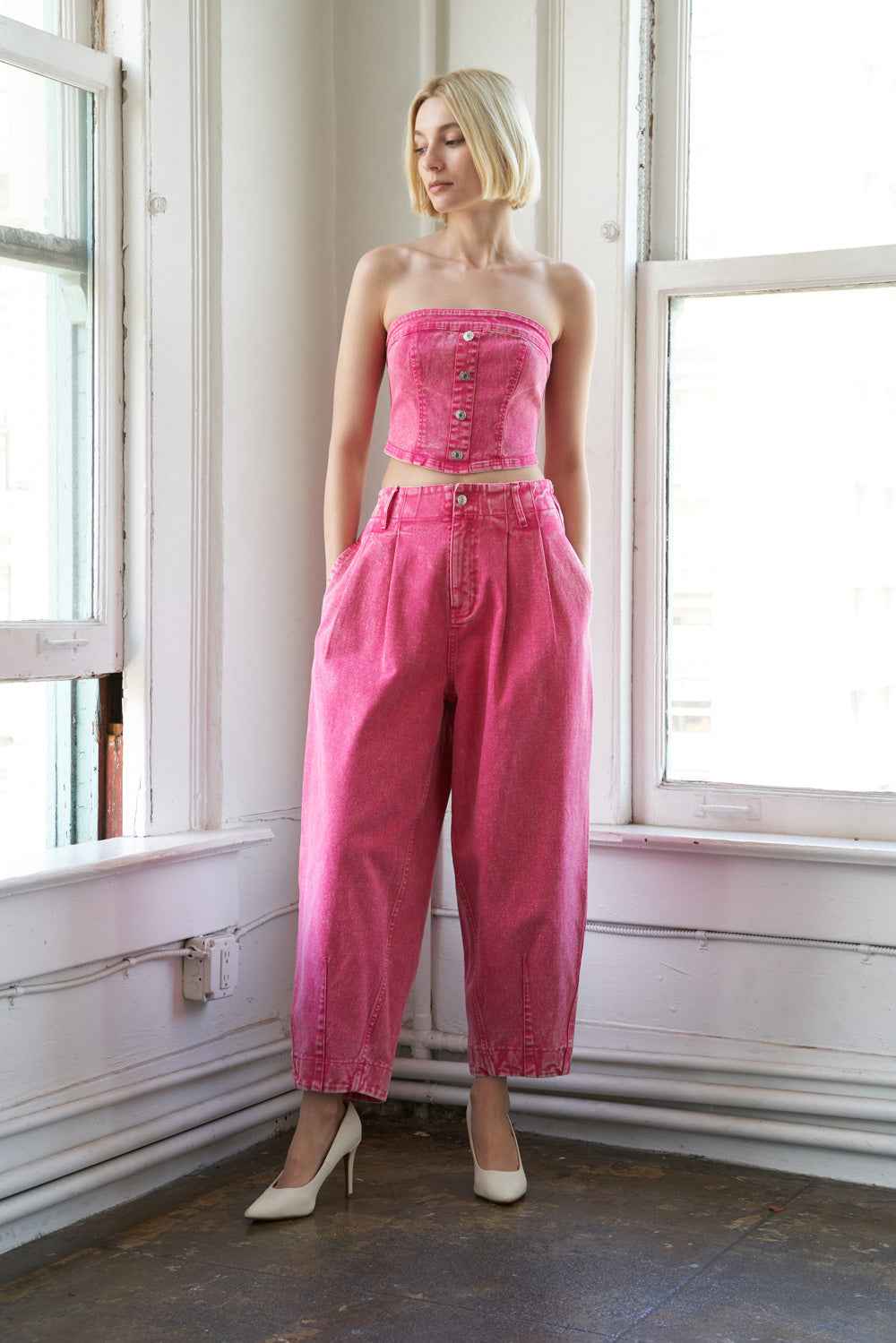 SOCIAL HOUR DENIM TUBE TOP