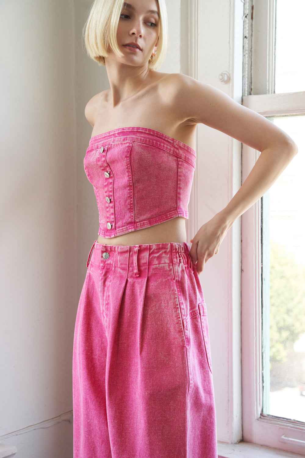 SOCIAL HOUR DENIM TUBE TOP