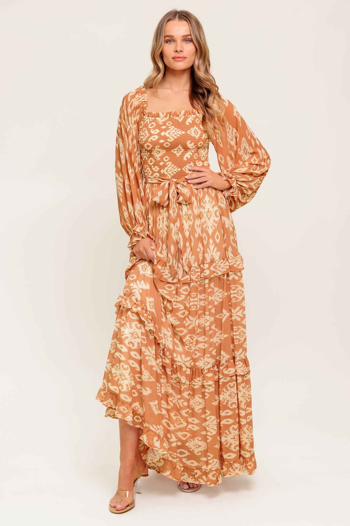 COSMOPOLITAN ELEGANCE WOVEN MAXI DRESS