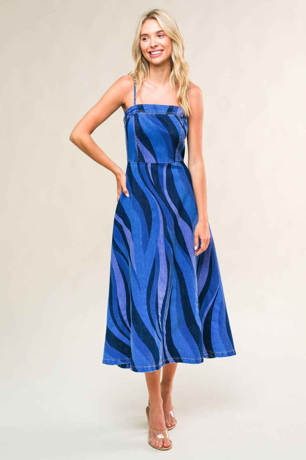 PATRIOTIC PRINCESS DENIM MIDI DRESS