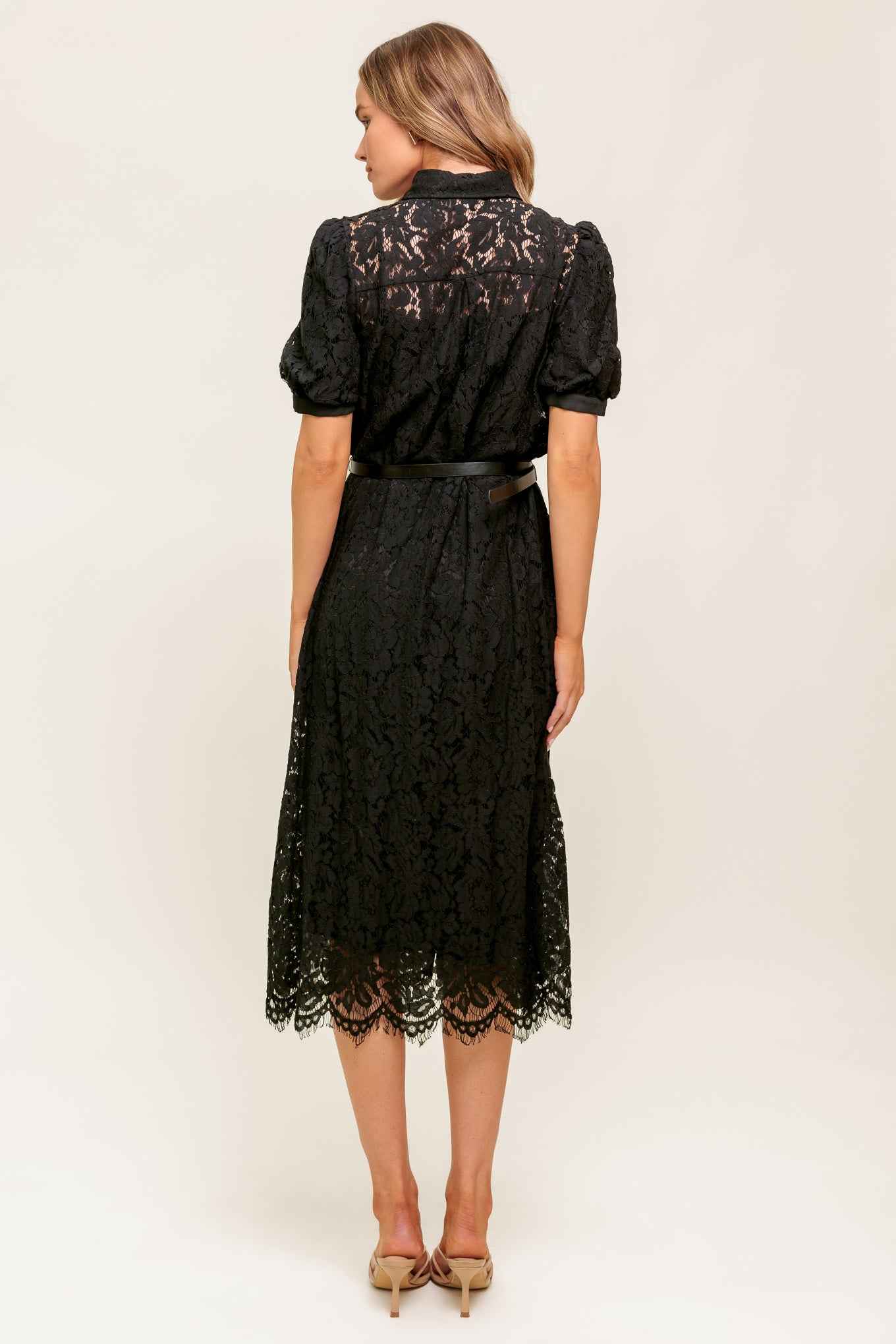 TIMID TO TENACIOUS WOVEN LACE SHIRT DRESS