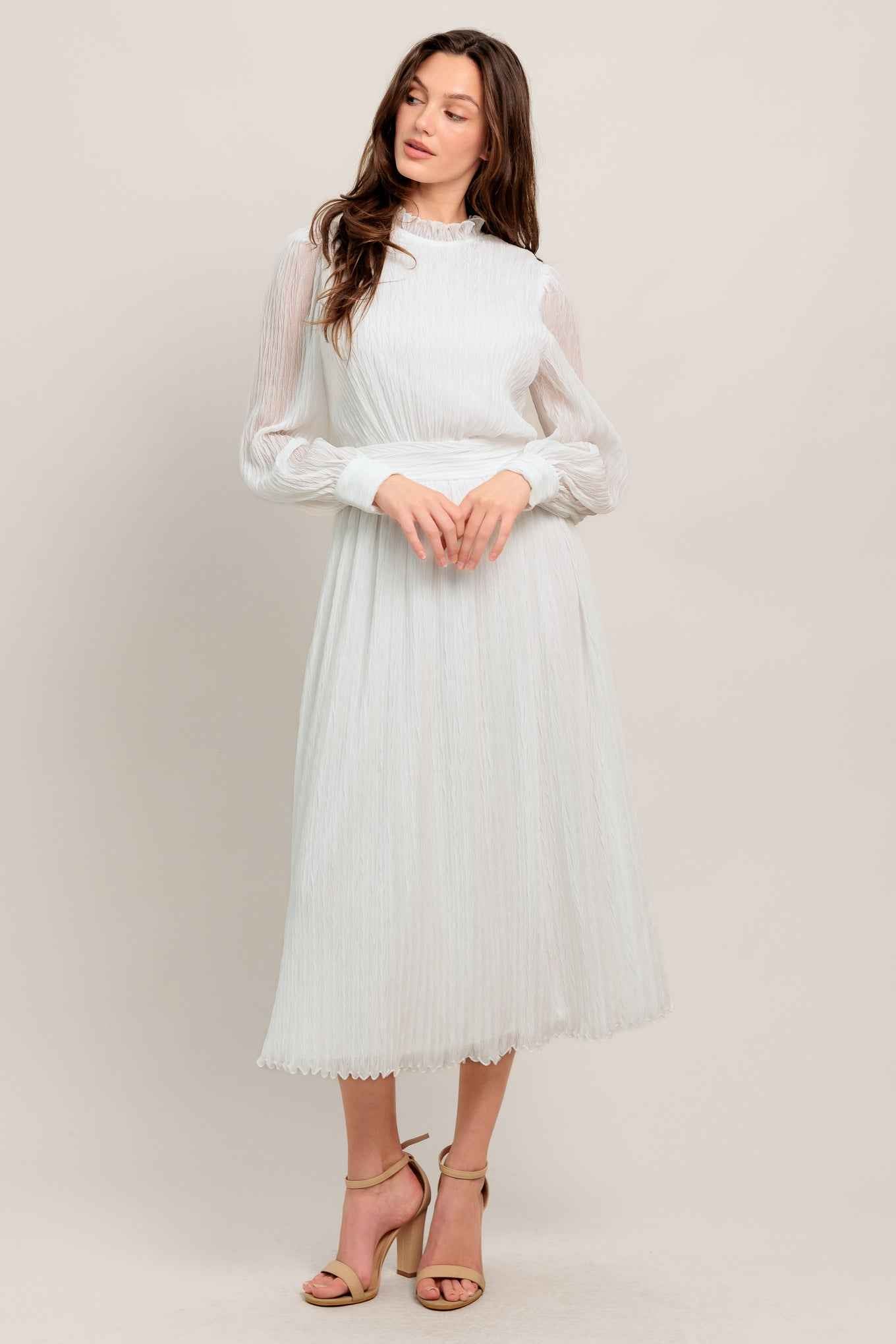 FOREVER WAITING WOVEN MIDI DRESS