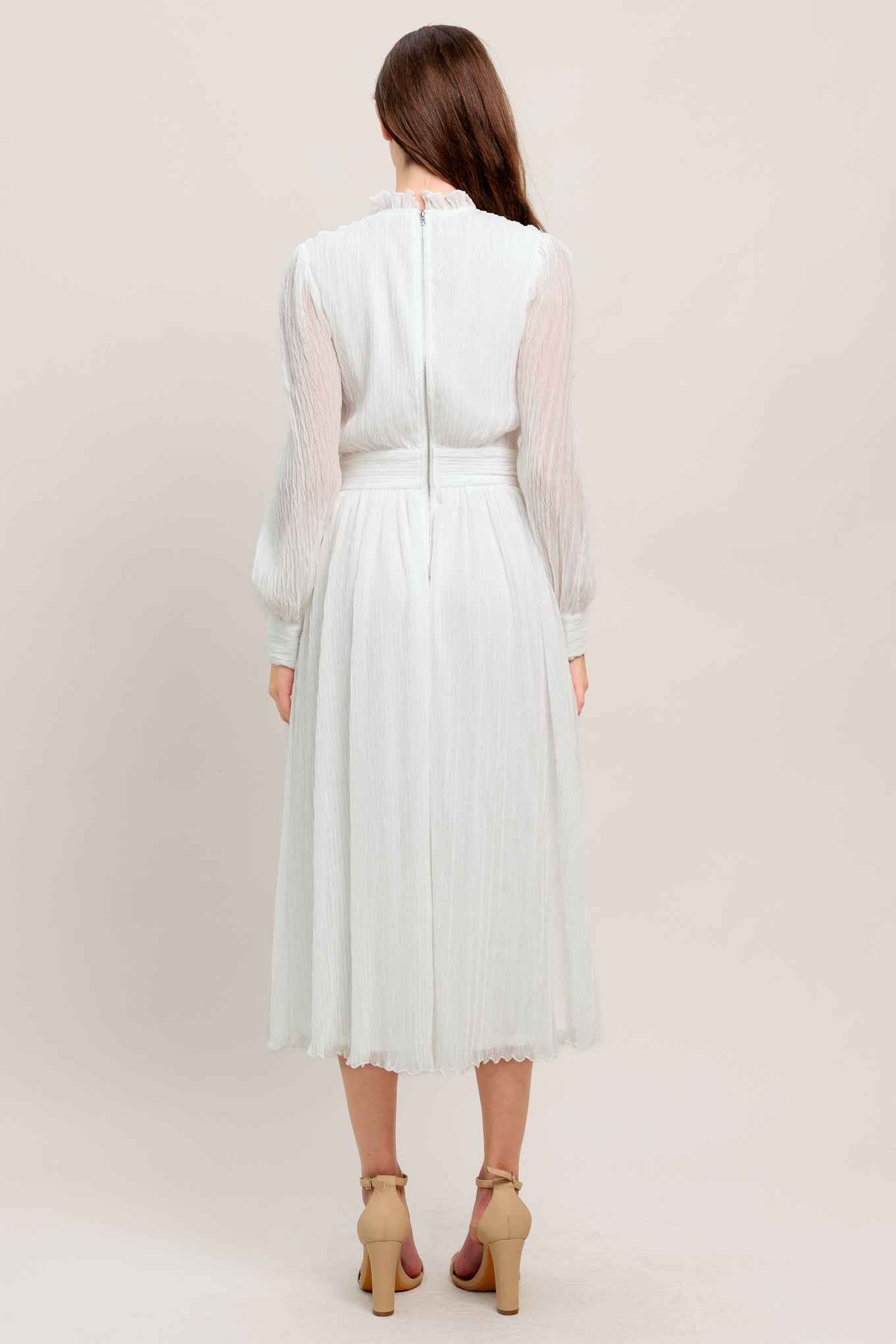 FOREVER WAITING WOVEN MIDI DRESS