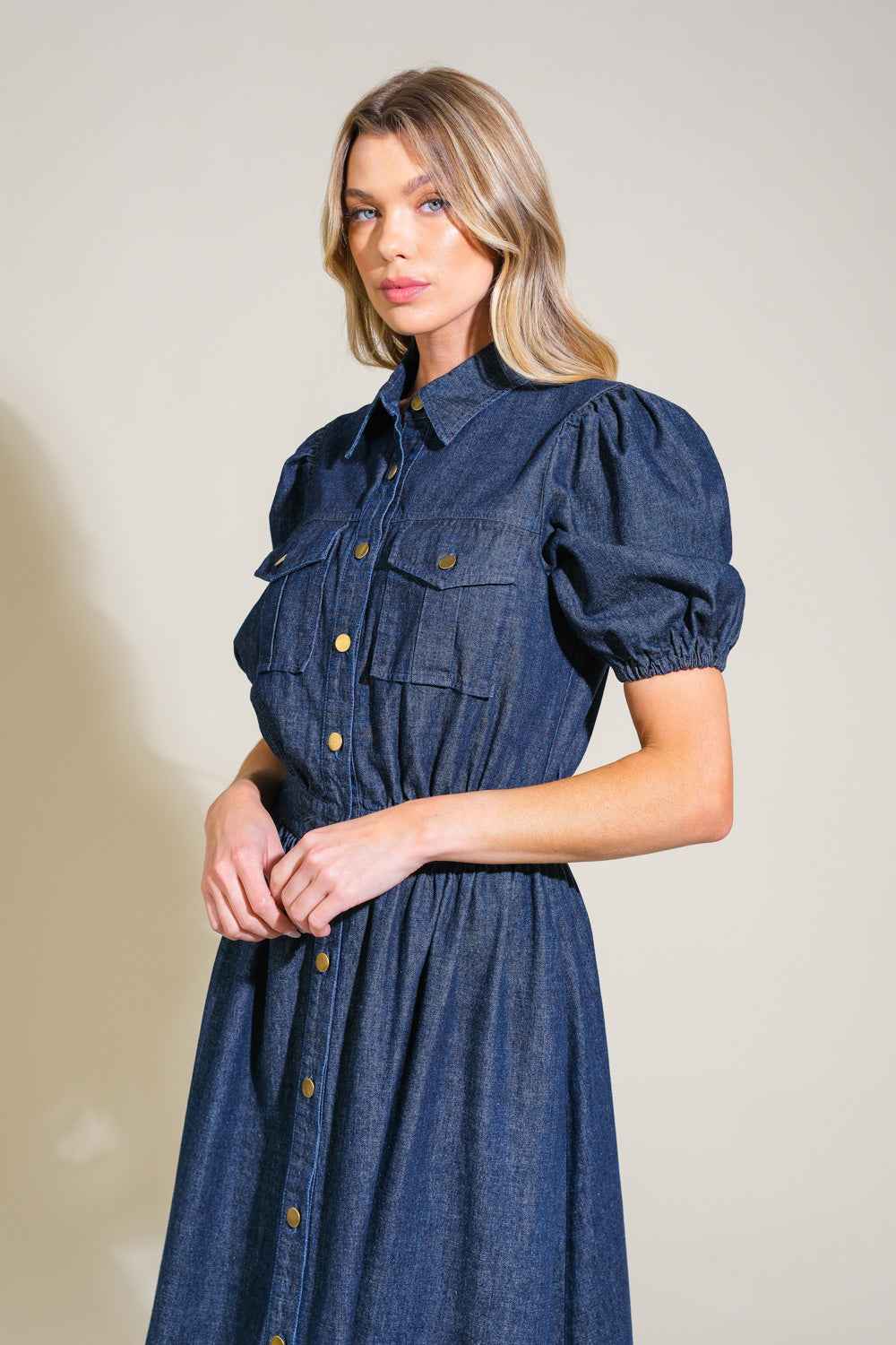 GET THE LOOK DENIM MIDI DRESS