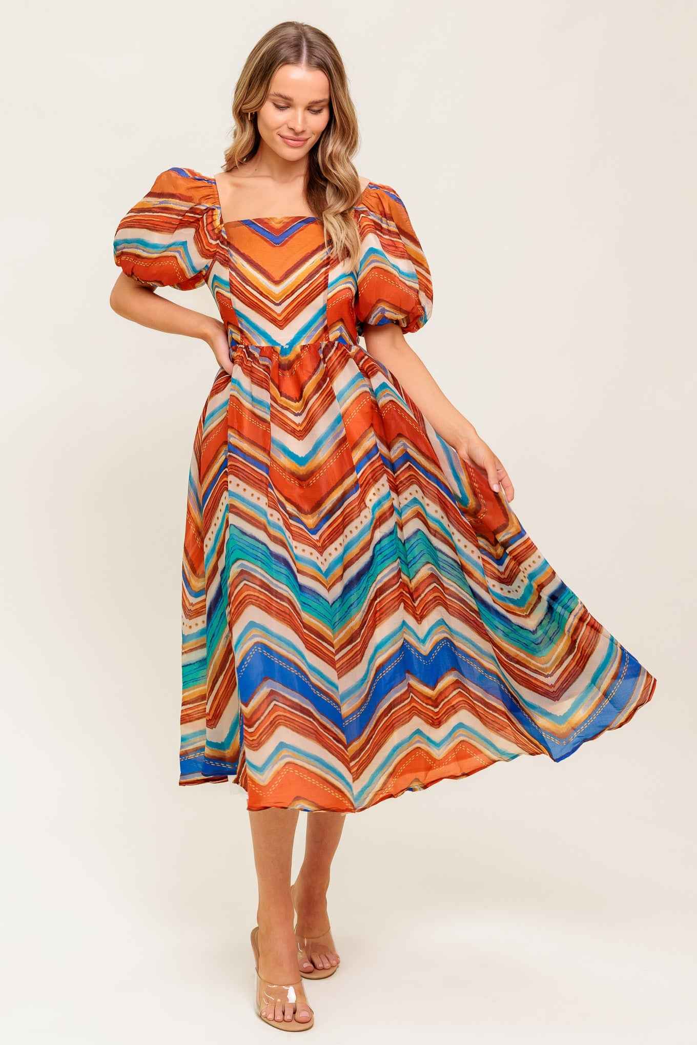 BRIGHT PERSONALITY WOVEN MIDI DRESS