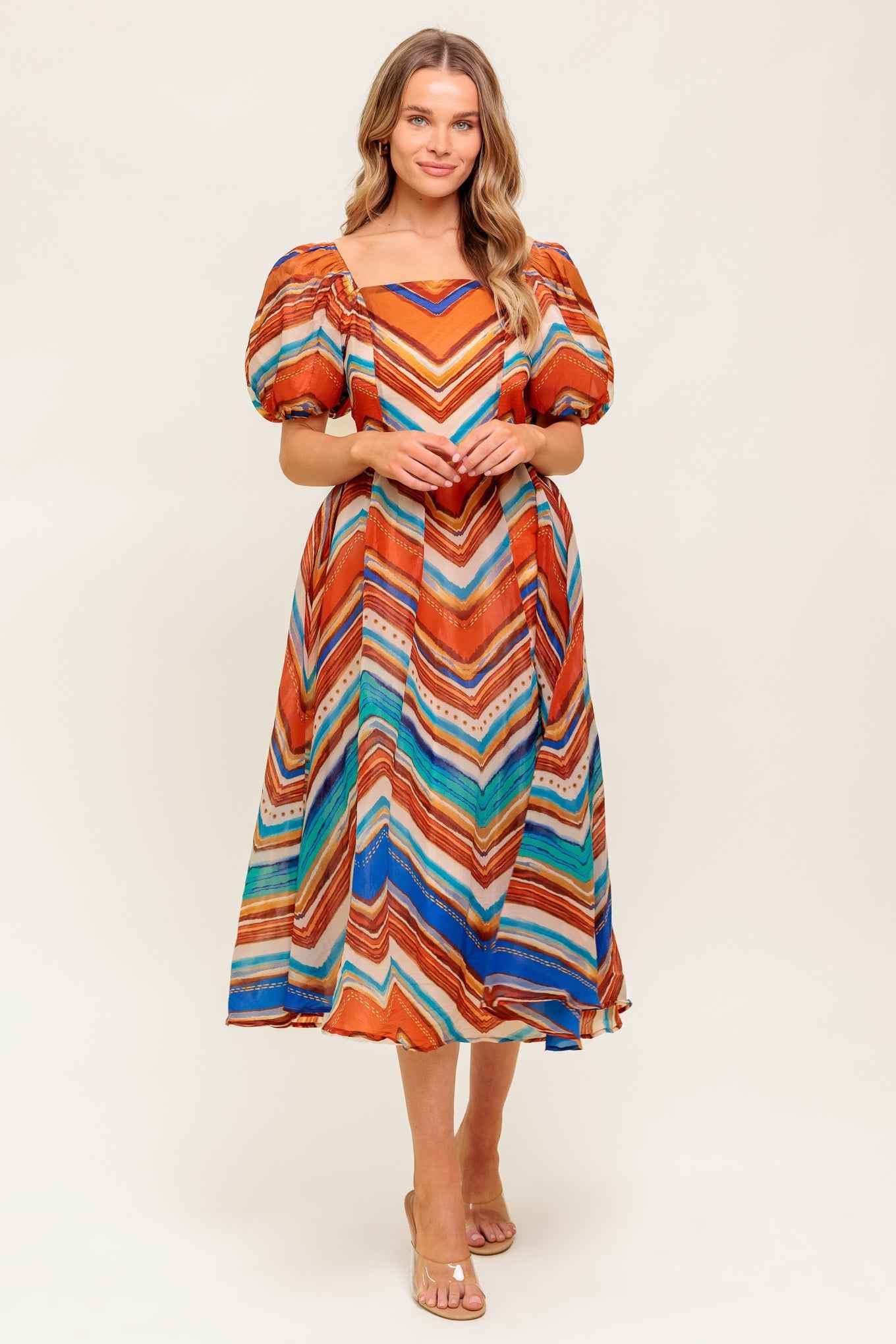 BRIGHT PERSONALITY WOVEN MIDI DRESS