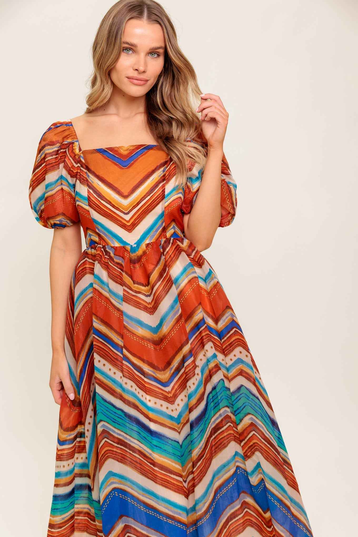 BRIGHT PERSONALITY WOVEN MIDI DRESS