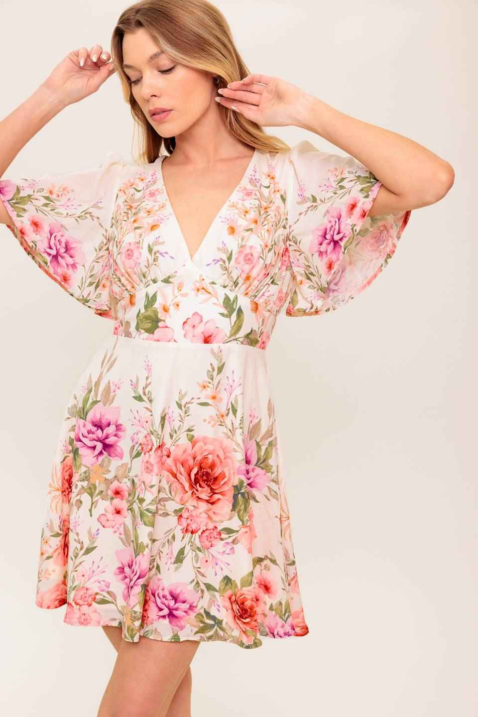 THE WORLD AWAITS LIGHT PINK WOVEN MINI DRESS