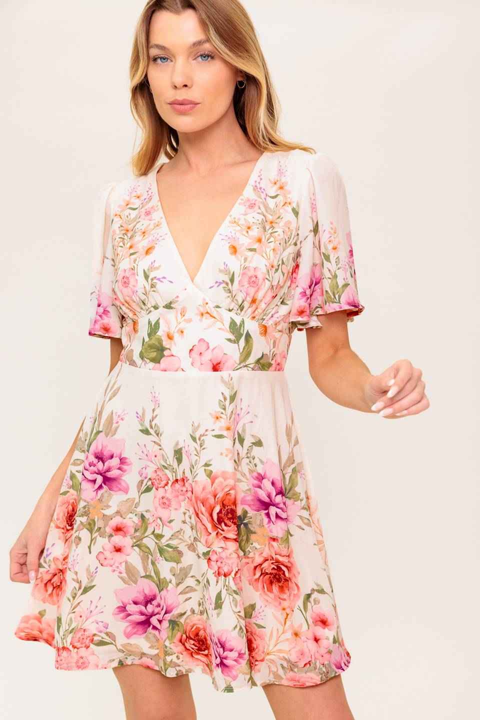 THE WORLD AWAITS LIGHT PINK WOVEN MINI DRESS