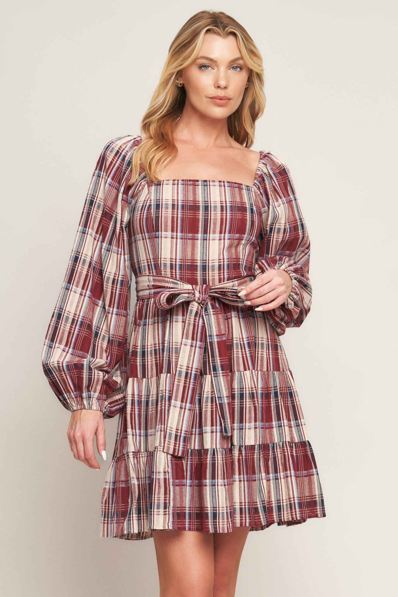 HONEY HUG PLAID MINI DRESS