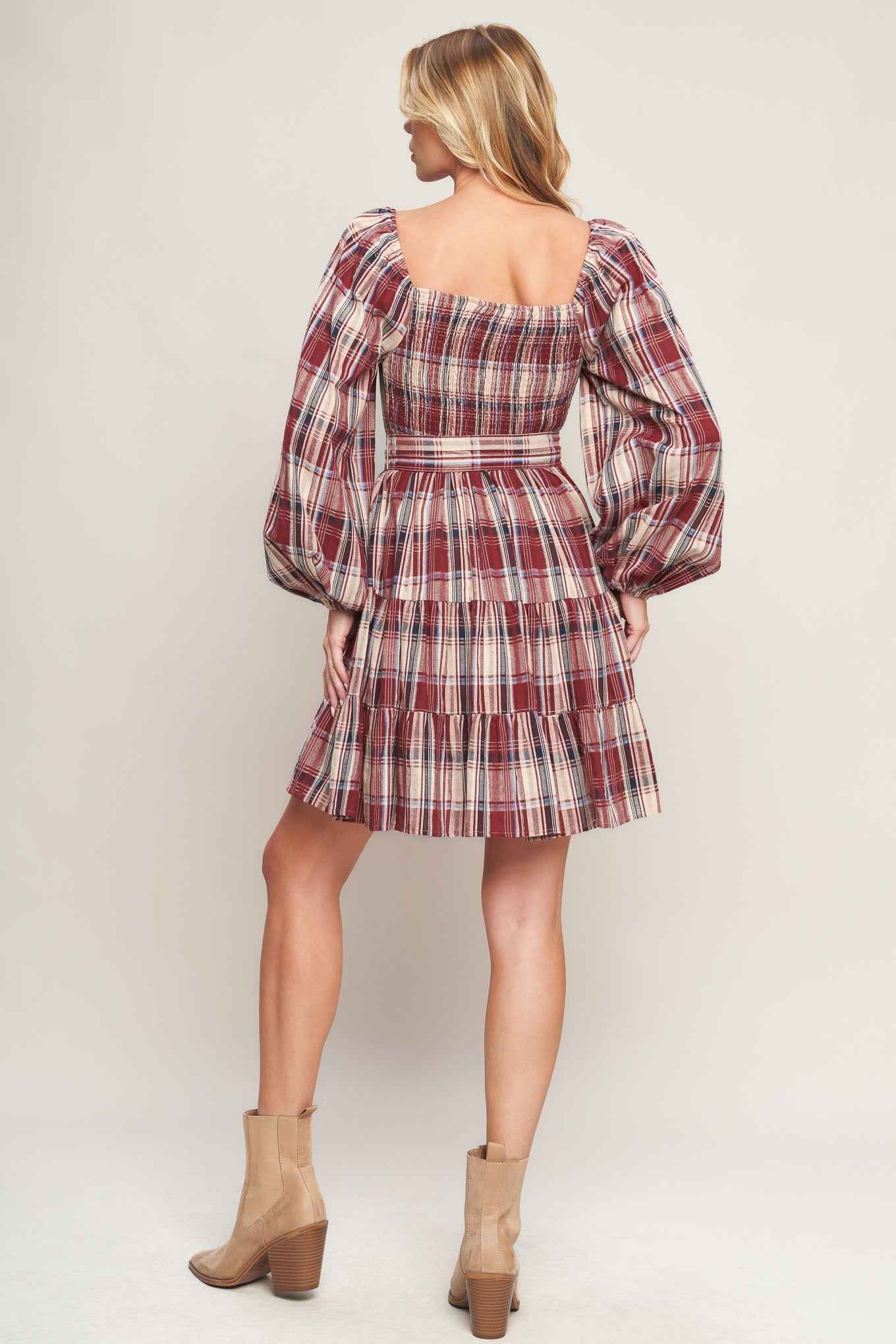 HONEY HUG PLAID MINI DRESS