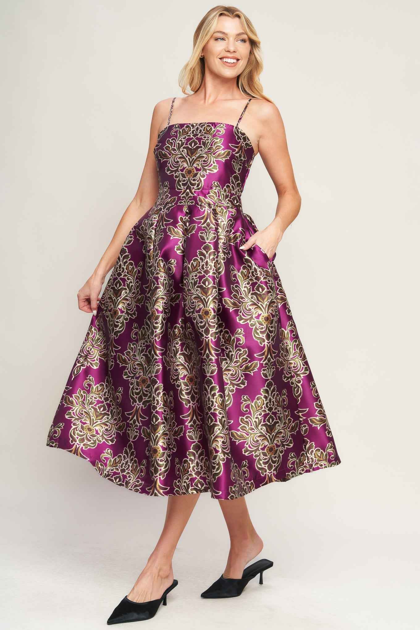 ALONG THE WAY WOVEN MIDI DRESS