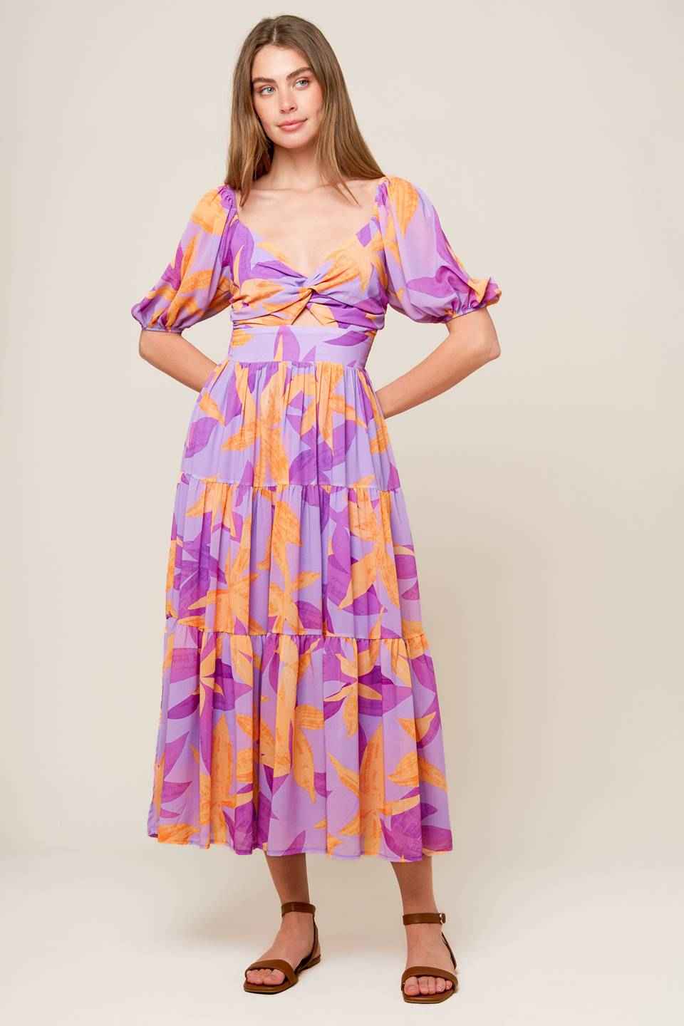 BLOOMING BRUNCH WOVEN MIDI DRESS