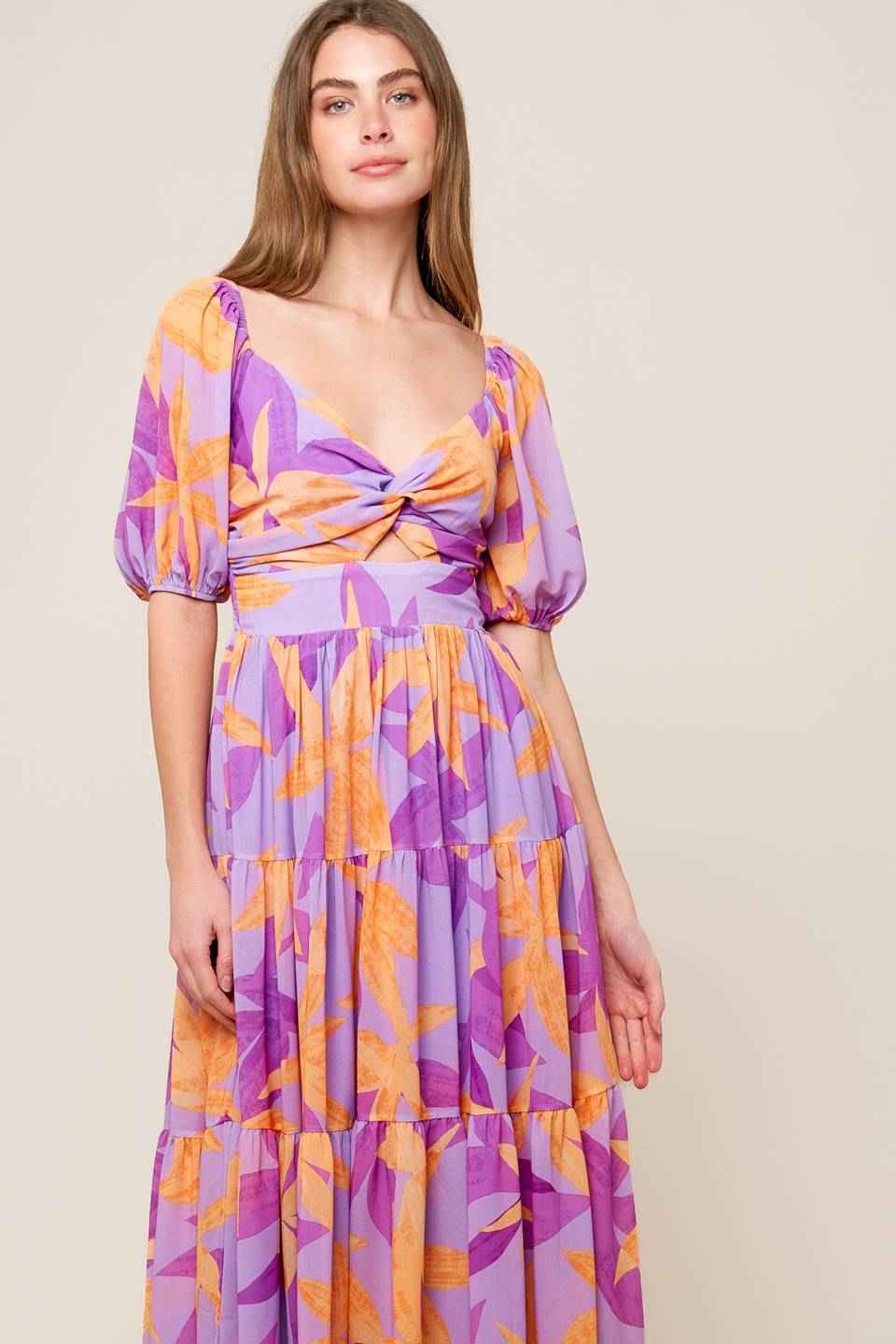 BLOOMING BRUNCH WOVEN MIDI DRESS