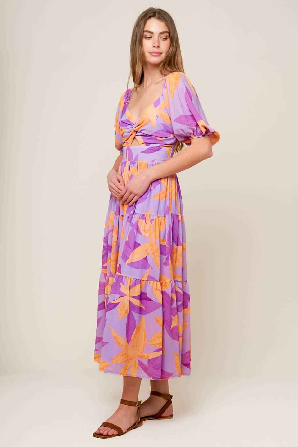 BLOOMING BRUNCH WOVEN MIDI DRESS