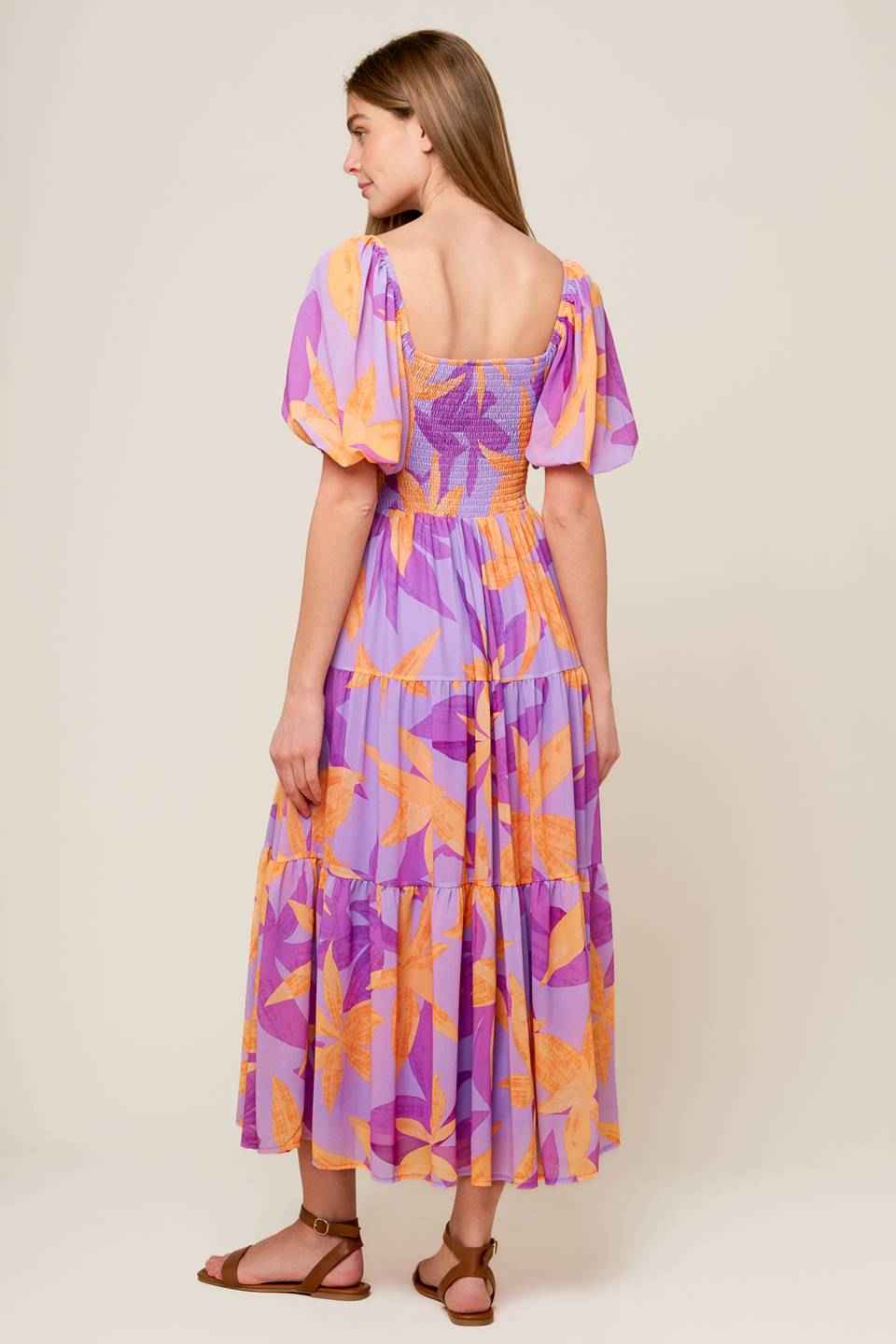 BLOOMING BRUNCH WOVEN MIDI DRESS