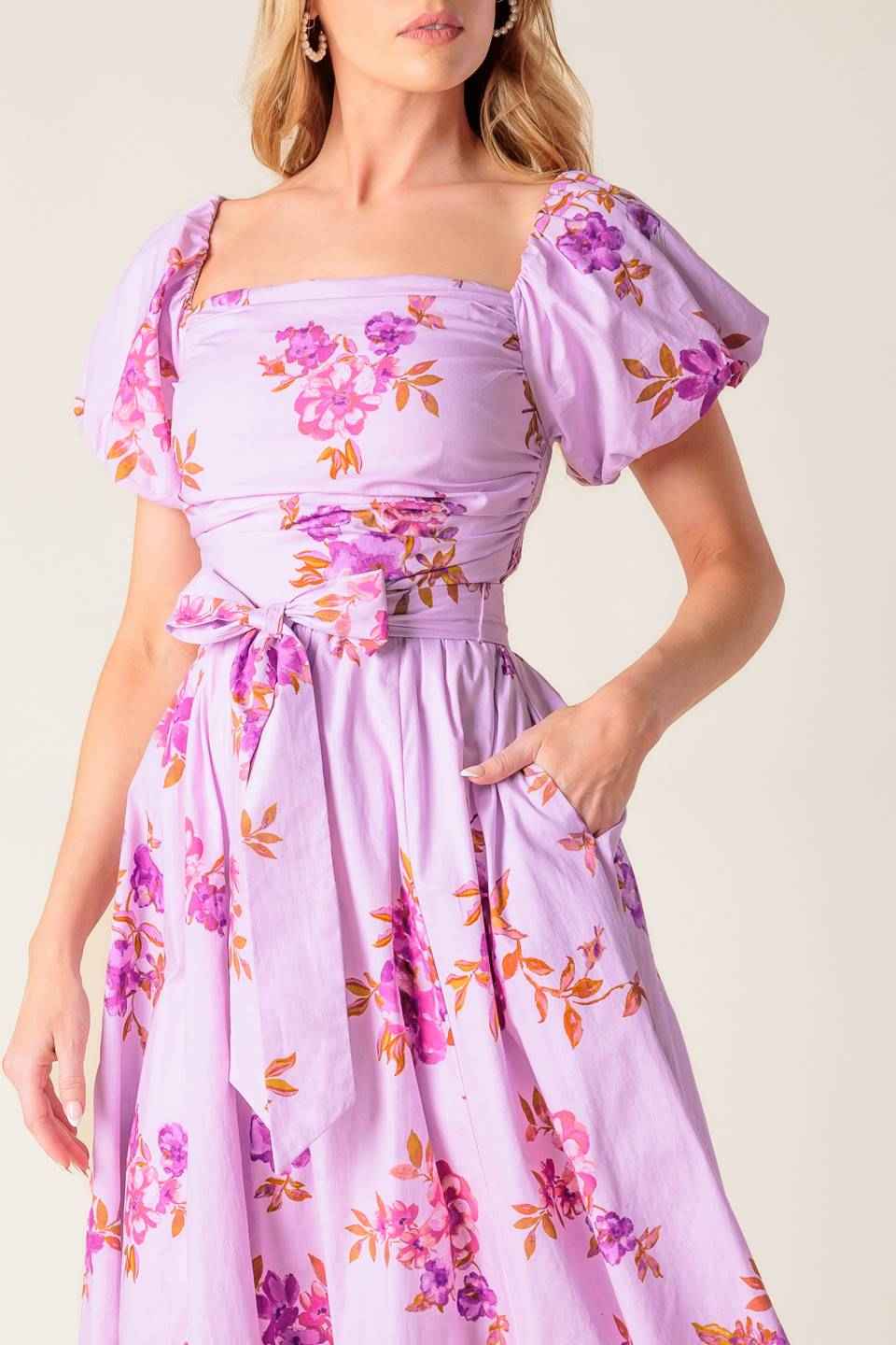 ON CLOUD NINE LAVENDER WOVEN MIDI DRESS