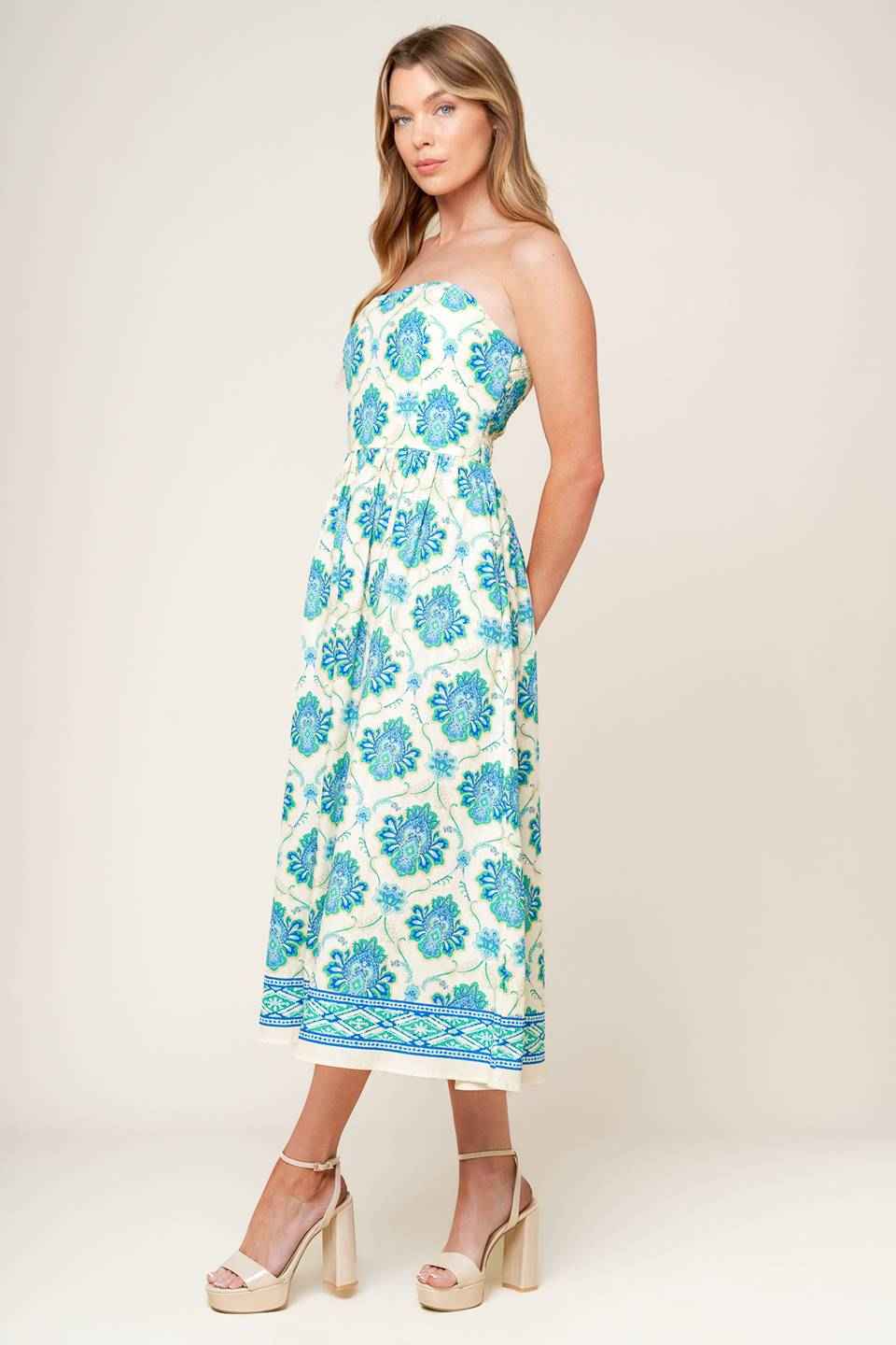 THRIVING POISE WOVEN MIDI DRESS