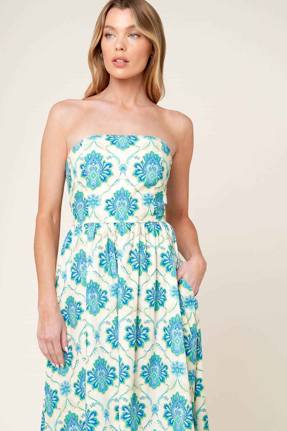 THRIVING POISE WOVEN MIDI DRESS