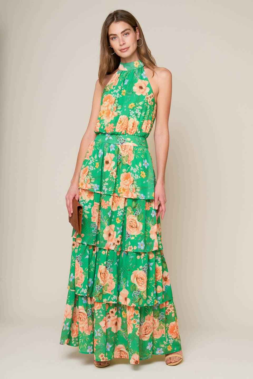 PORCELAIN BLOOM WOVEN MAXI DRESS