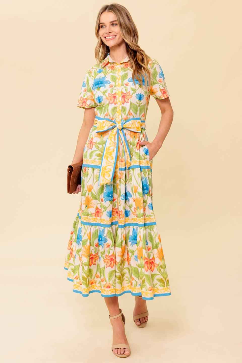 FOR THE MOMENT IVORY WOVEN MIDI DRESS