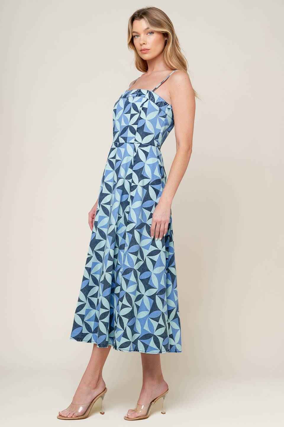 GWENNY BLUE DENIM MIDI DRESS