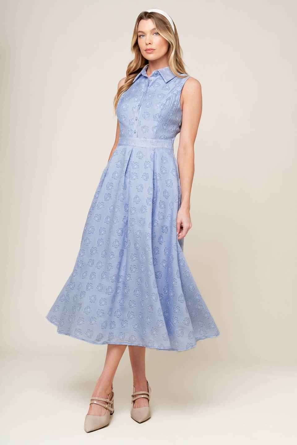 GRAND ENTRANCE WOVEN MIDI DRESS