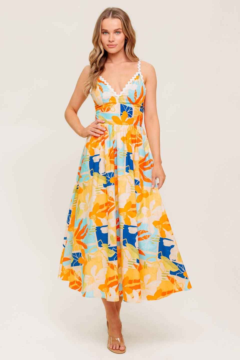 DAWN PETAL KISS WOVEN MIDI DRESS