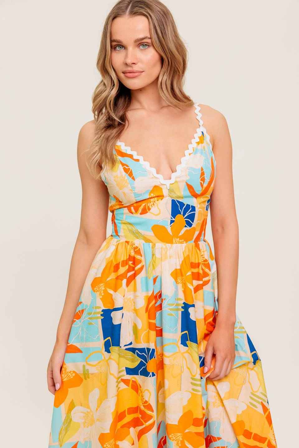 DAWN PETAL KISS WOVEN MIDI DRESS