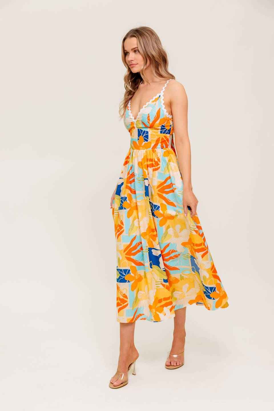 DAWN PETAL KISS WOVEN MIDI DRESS