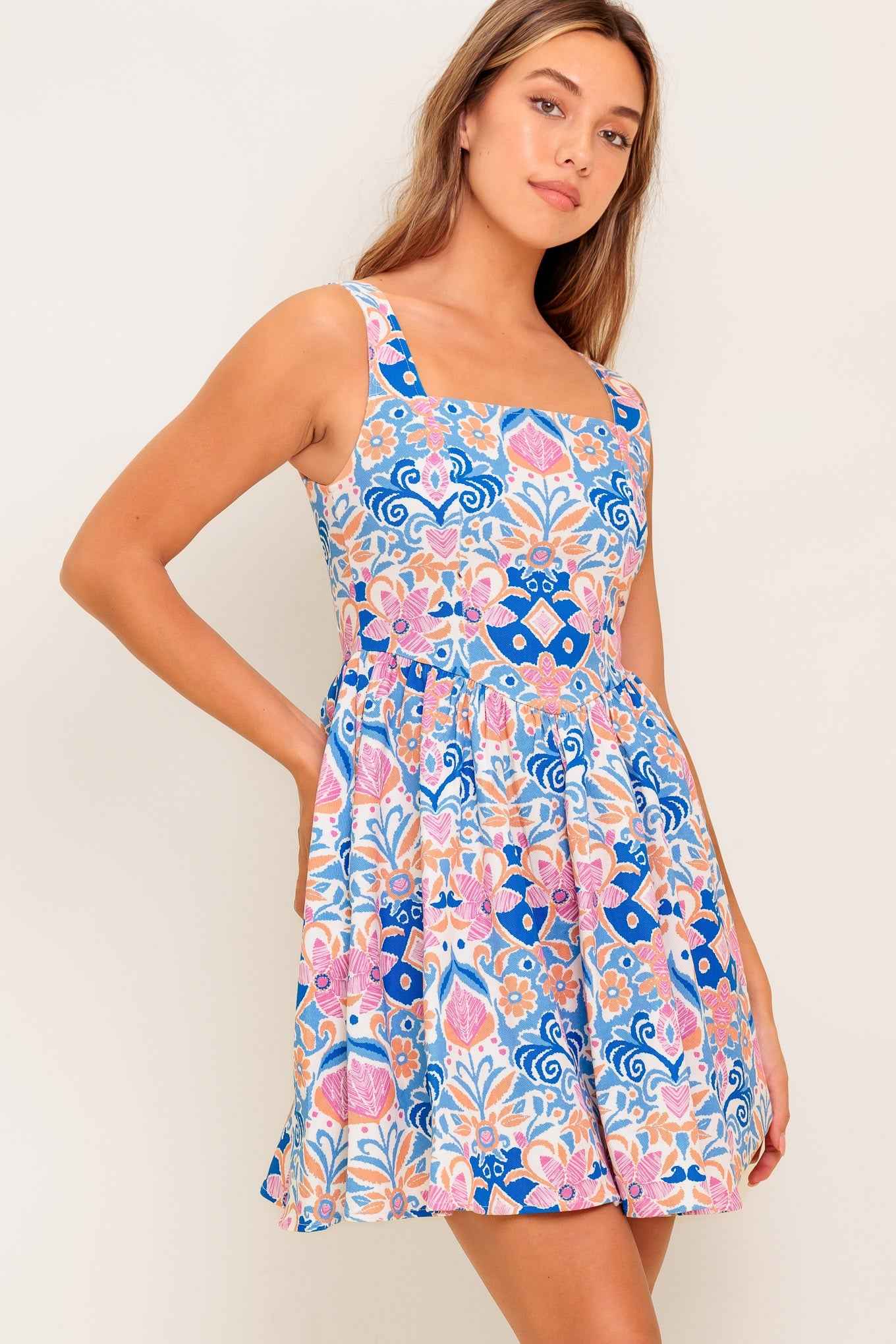 SUMMER BLOOM WOVEN MINI DRESS