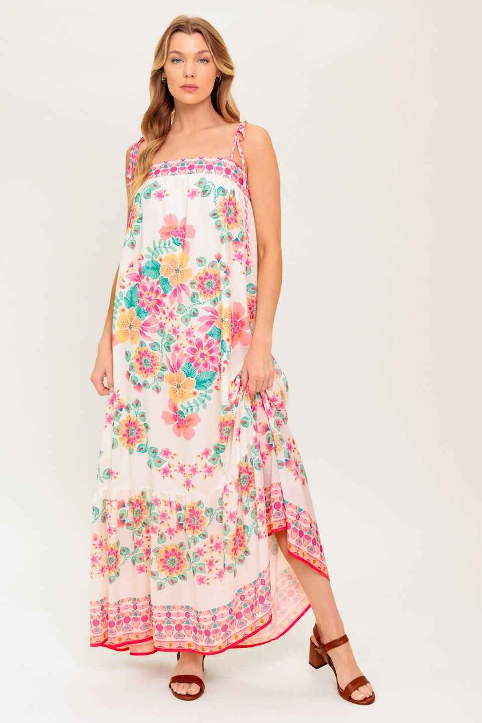 SUMMER GLOW IVORY WOVEN MAXI DRESS