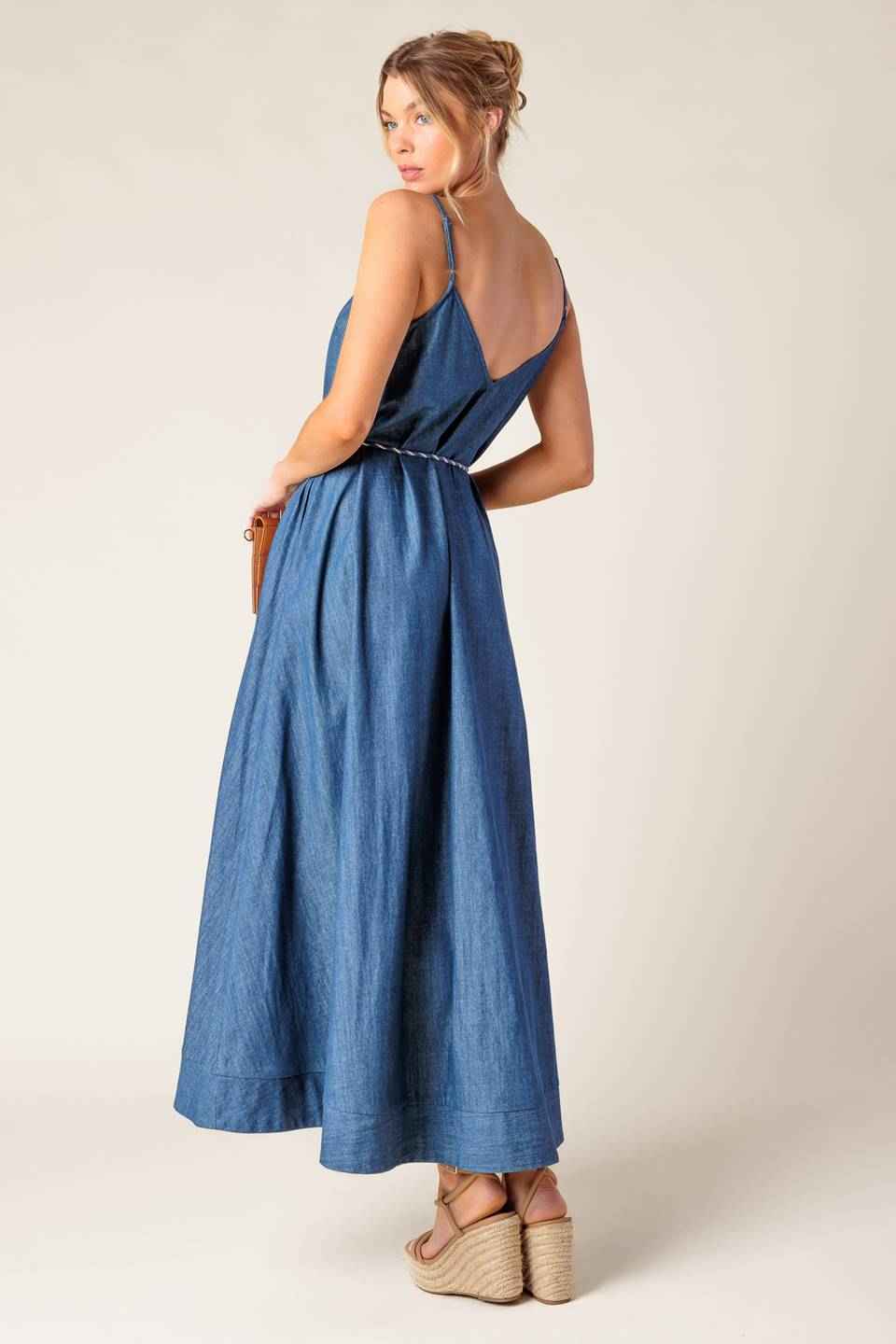 HEARTFELT MOMENT DENIM MIDI DRESS