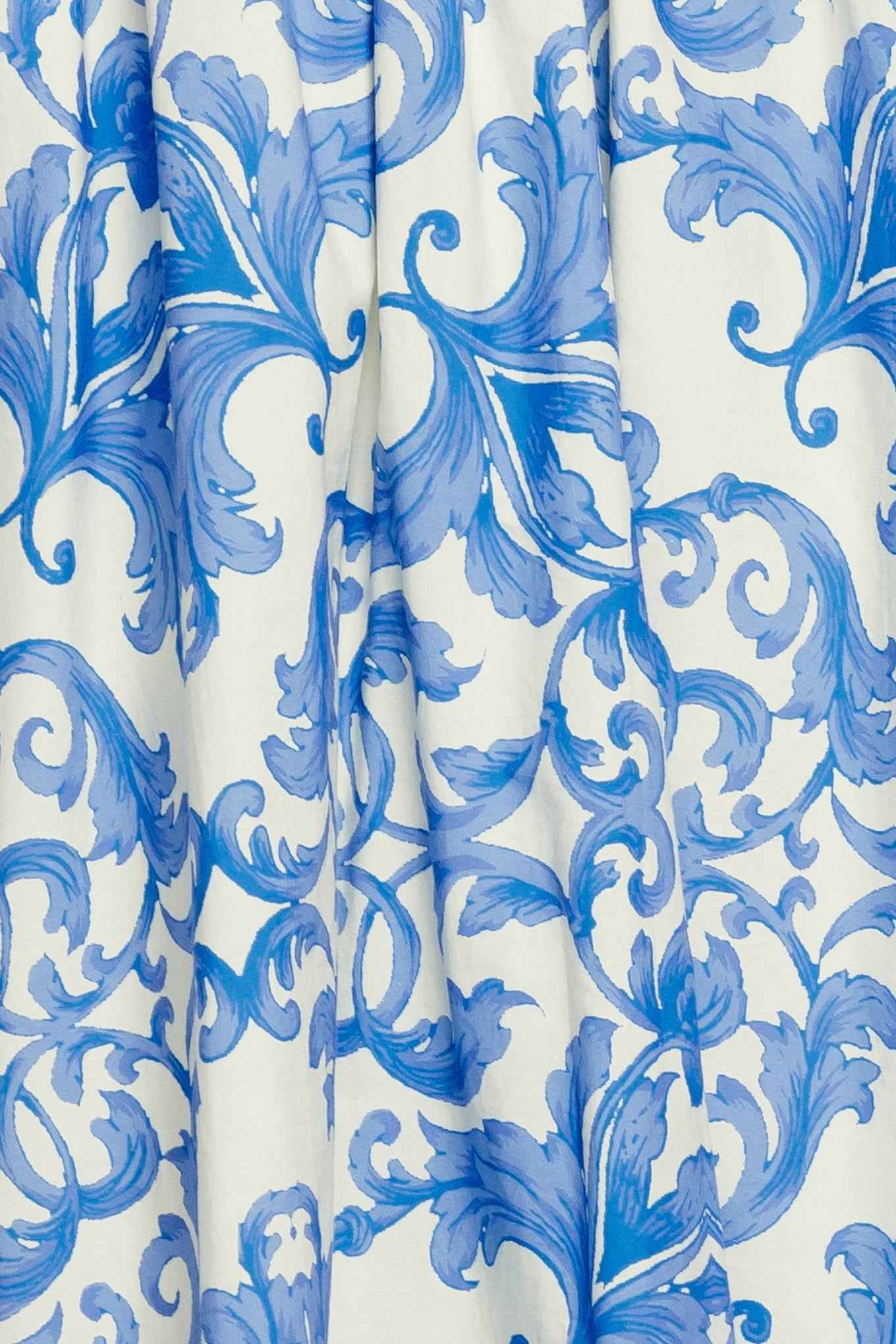 AZURE SCROLL WOVEN MIDI DRESS