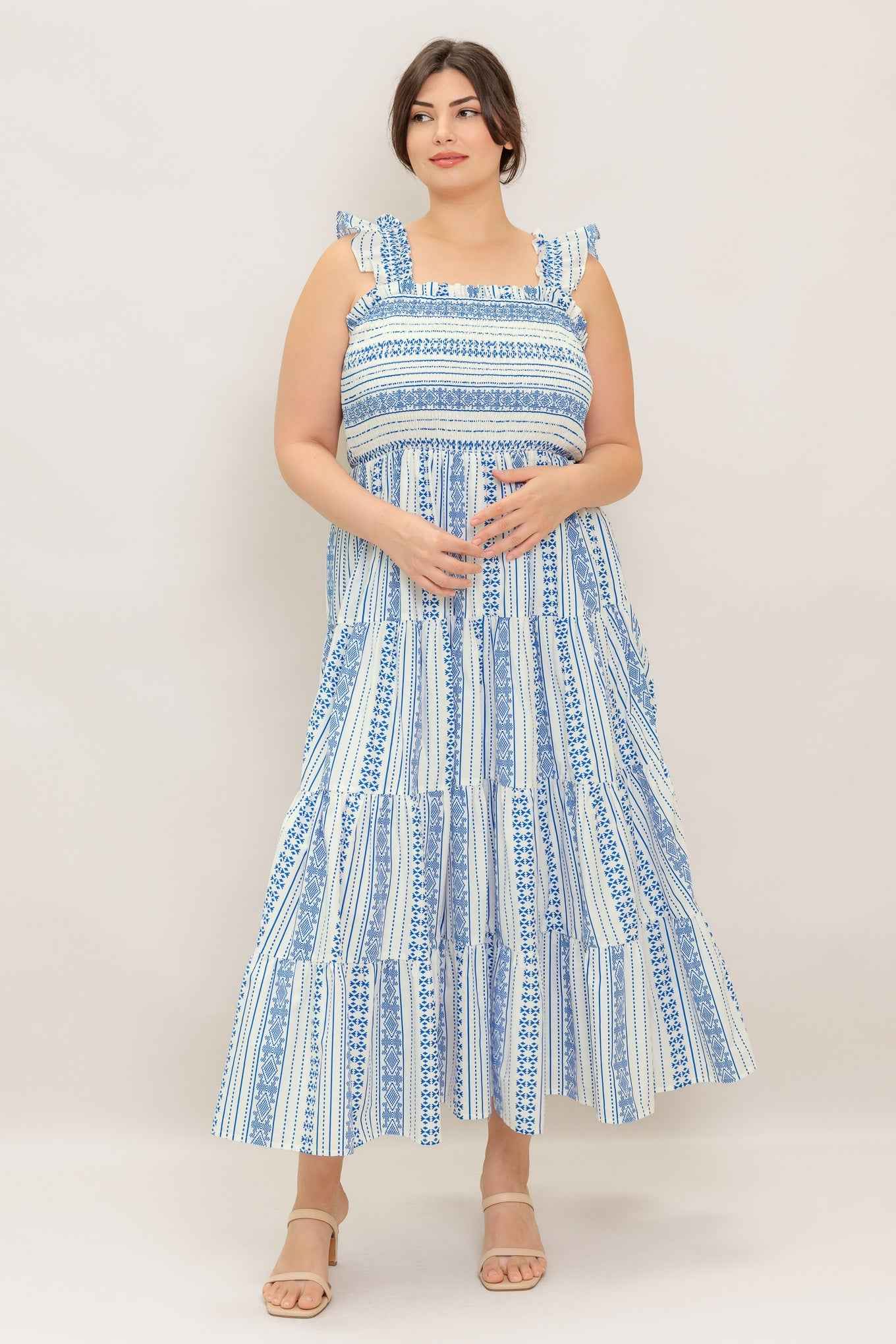 MIDSUMMER PETALS WOVEN MIDI DRESS