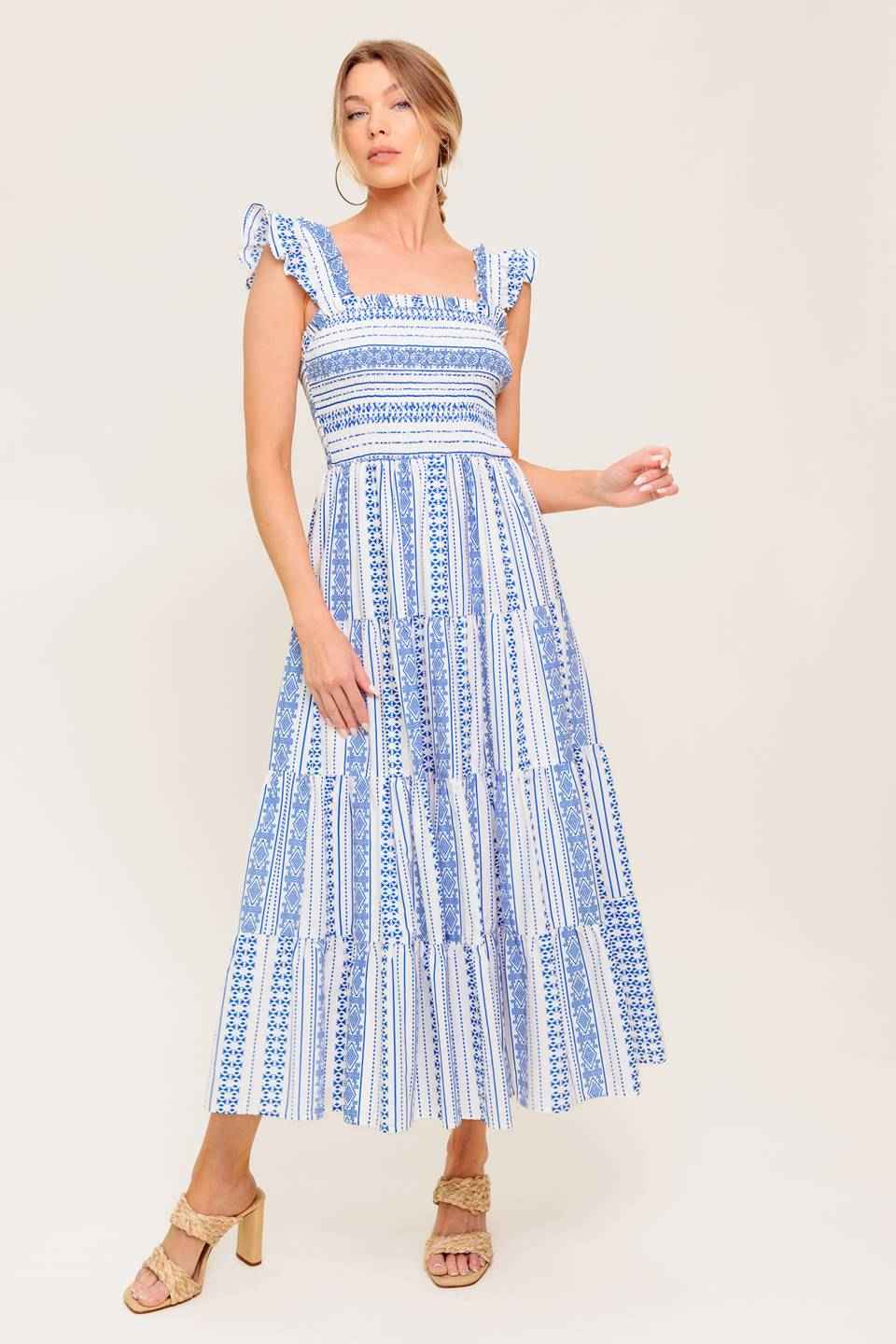 MIDSUMMER PETALS WOVEN MIDI DRESS