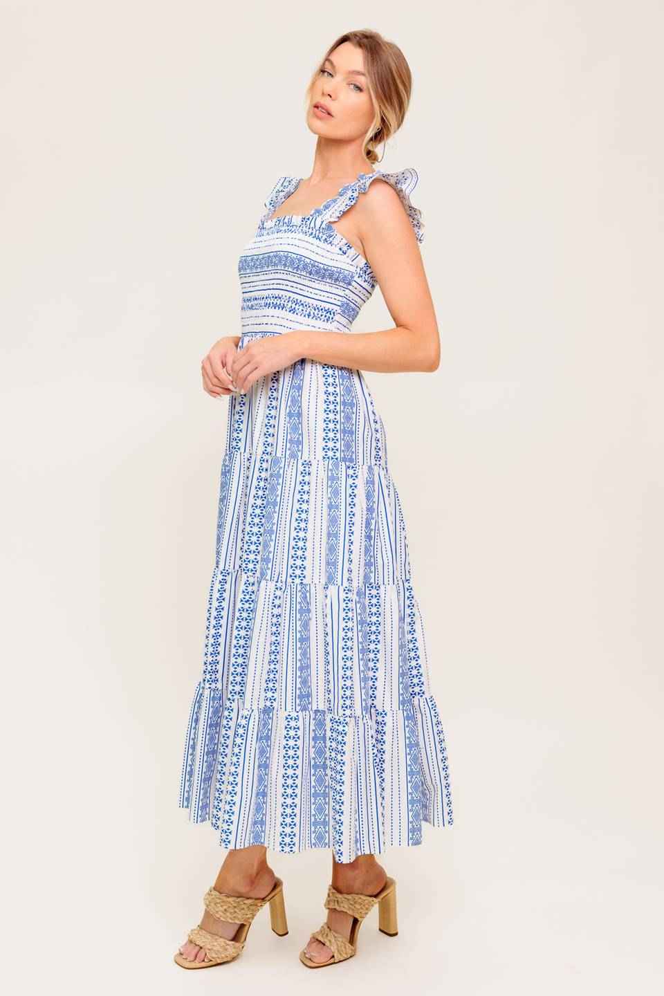 MIDSUMMER PETALS WOVEN MIDI DRESS